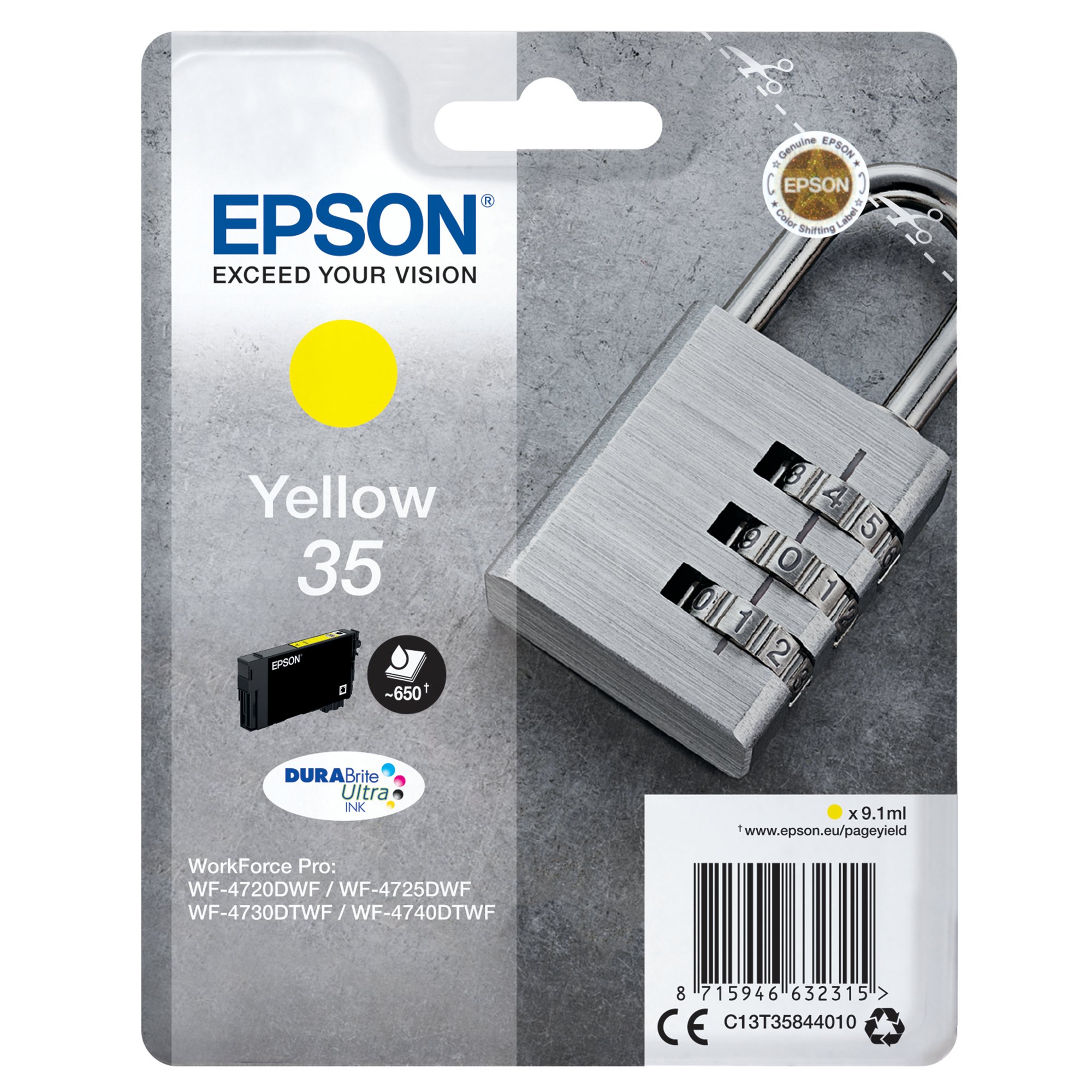 Epson 35 Padlock DURABrite Ultra Ink Cartridge Yellow C13T35844010