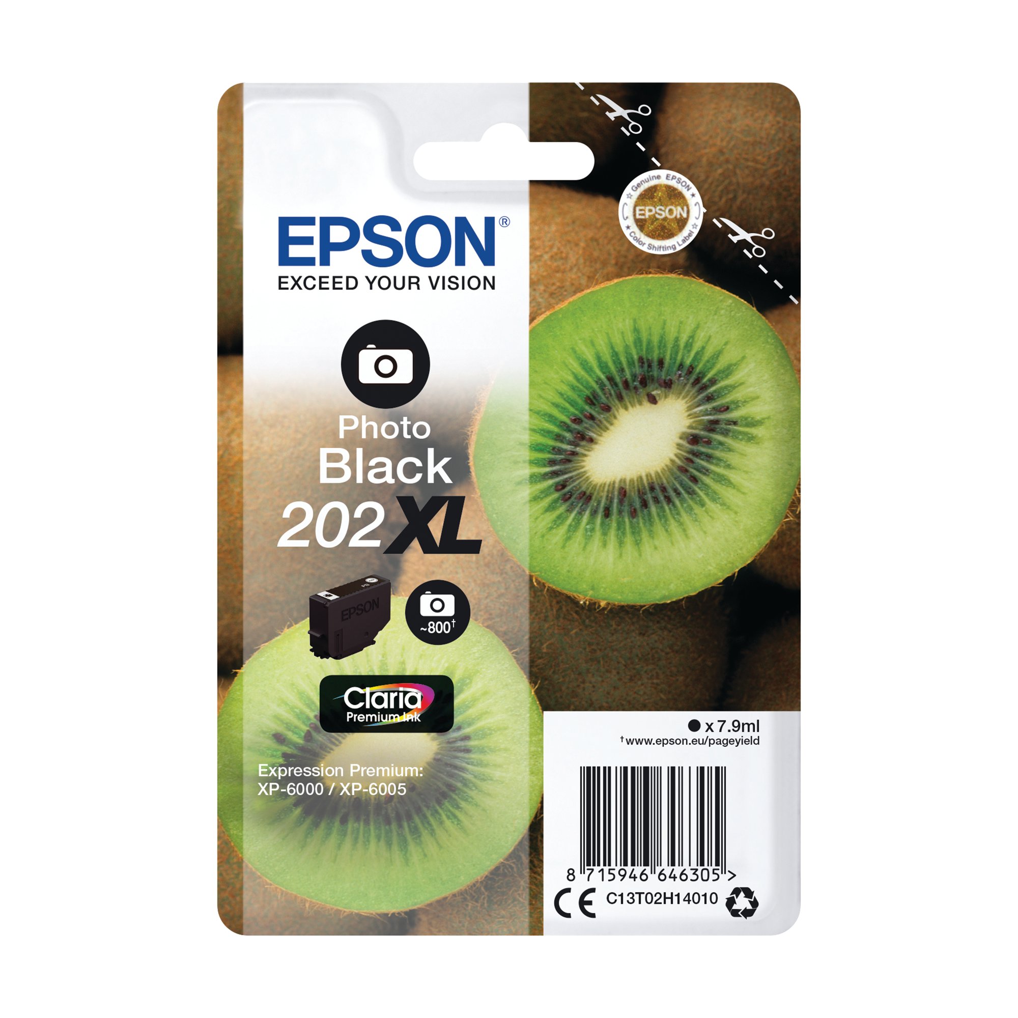 Epson 202XL Kiwi Claria Premium Ink Cartridge High Yield Photo Black C13T02H14010
