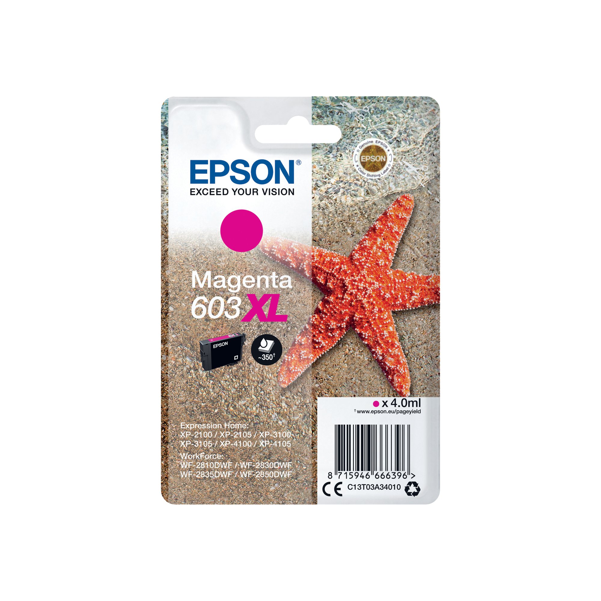 Epson 603XL Starfish Ink Cartridge High Yield Magenta C13T03A34010