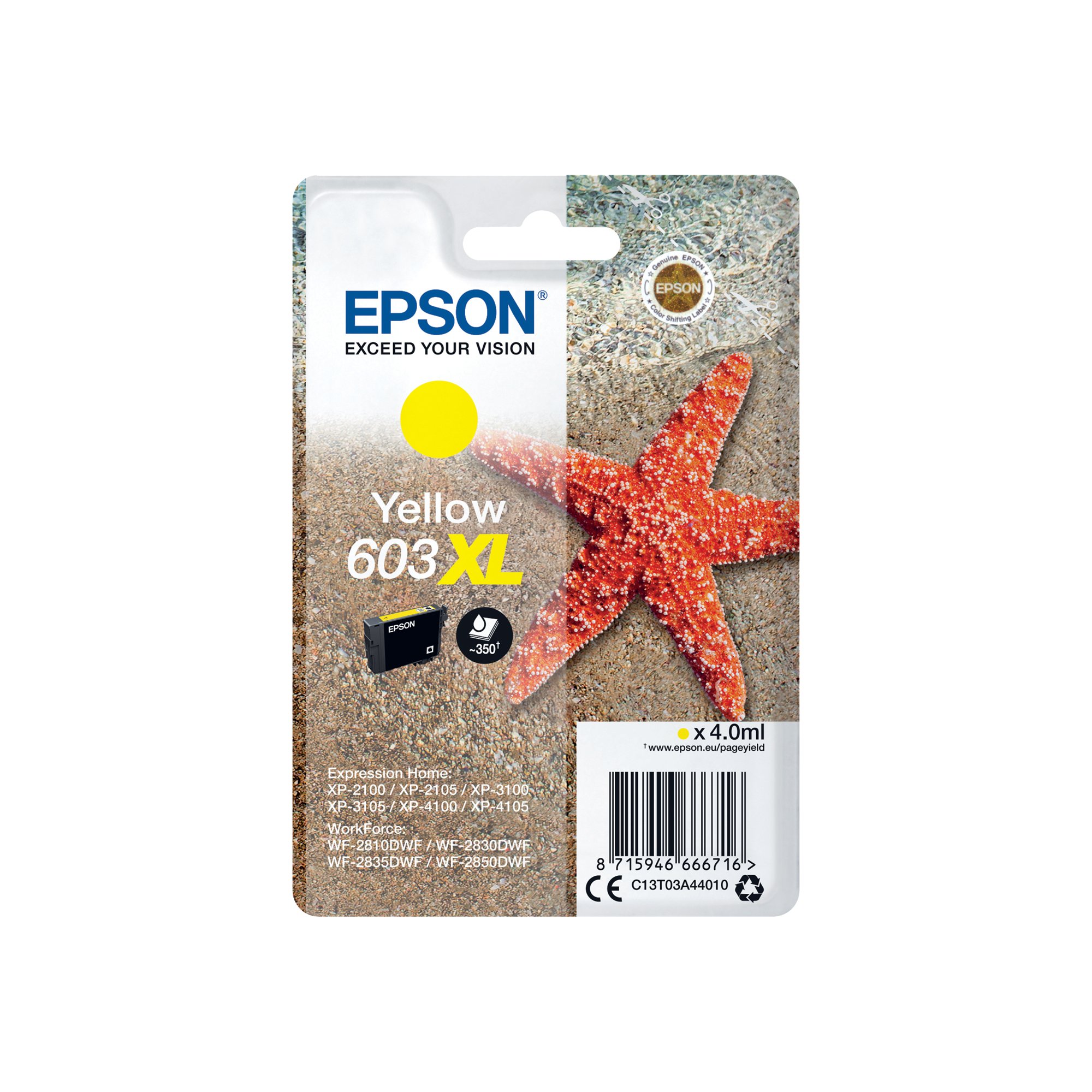 Epson 603XL Starfish Ink Cartridge High Yield Yellow C13T03A44010