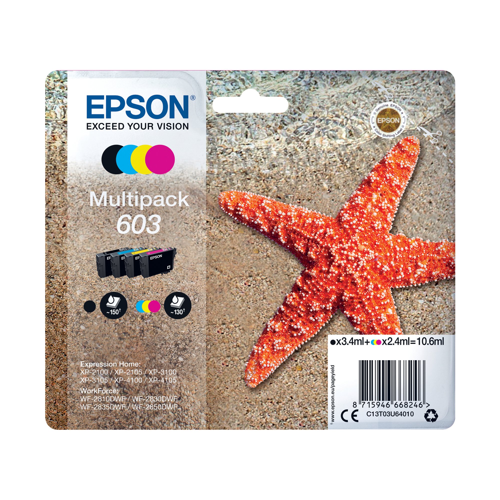 Epson 603 Starfish Ink Cartridge CMYK Multipack C13T03U64010