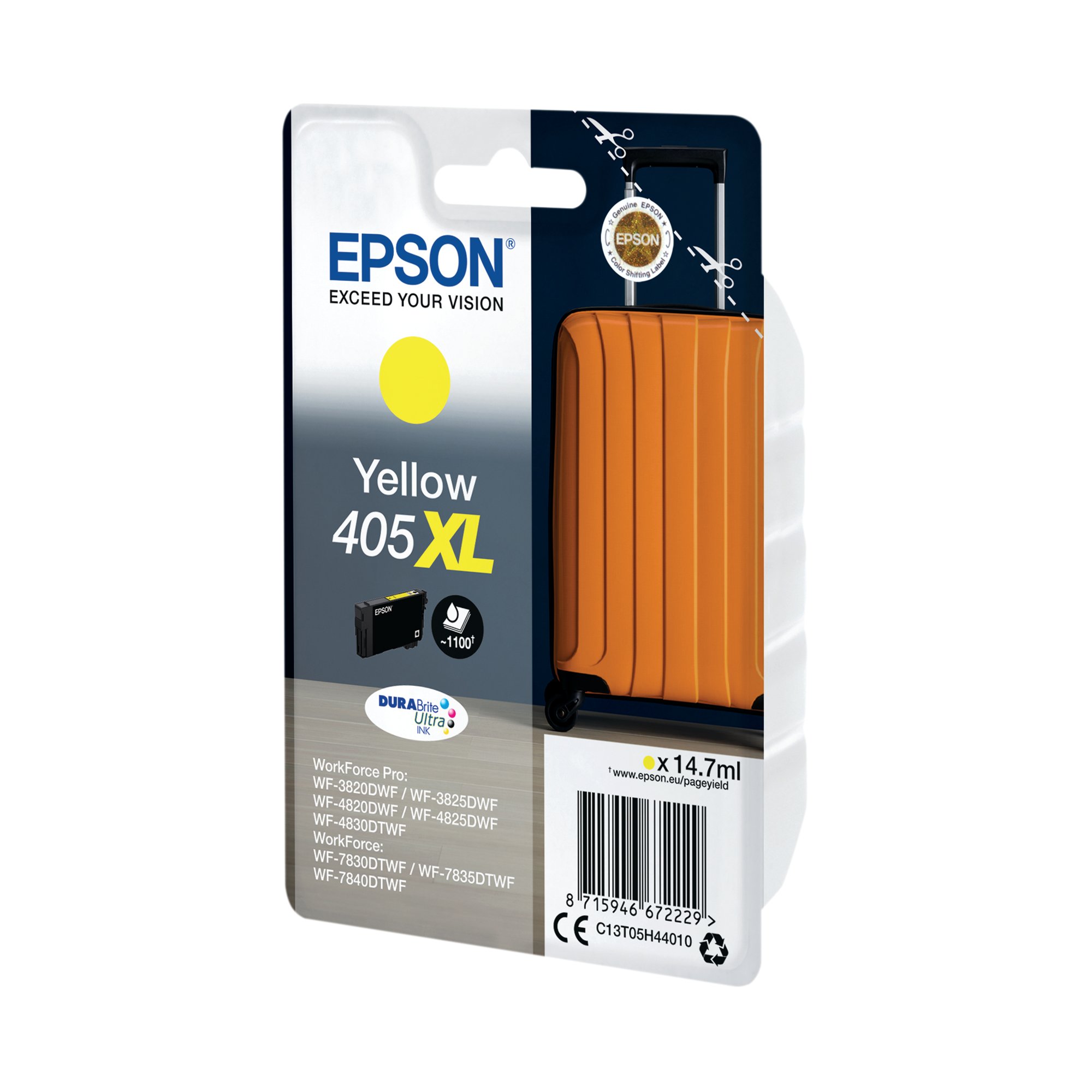 Epson 405XL Suitcase DURABrite Ultra Ink Cartridge High Yield Yellow C13T05H44010