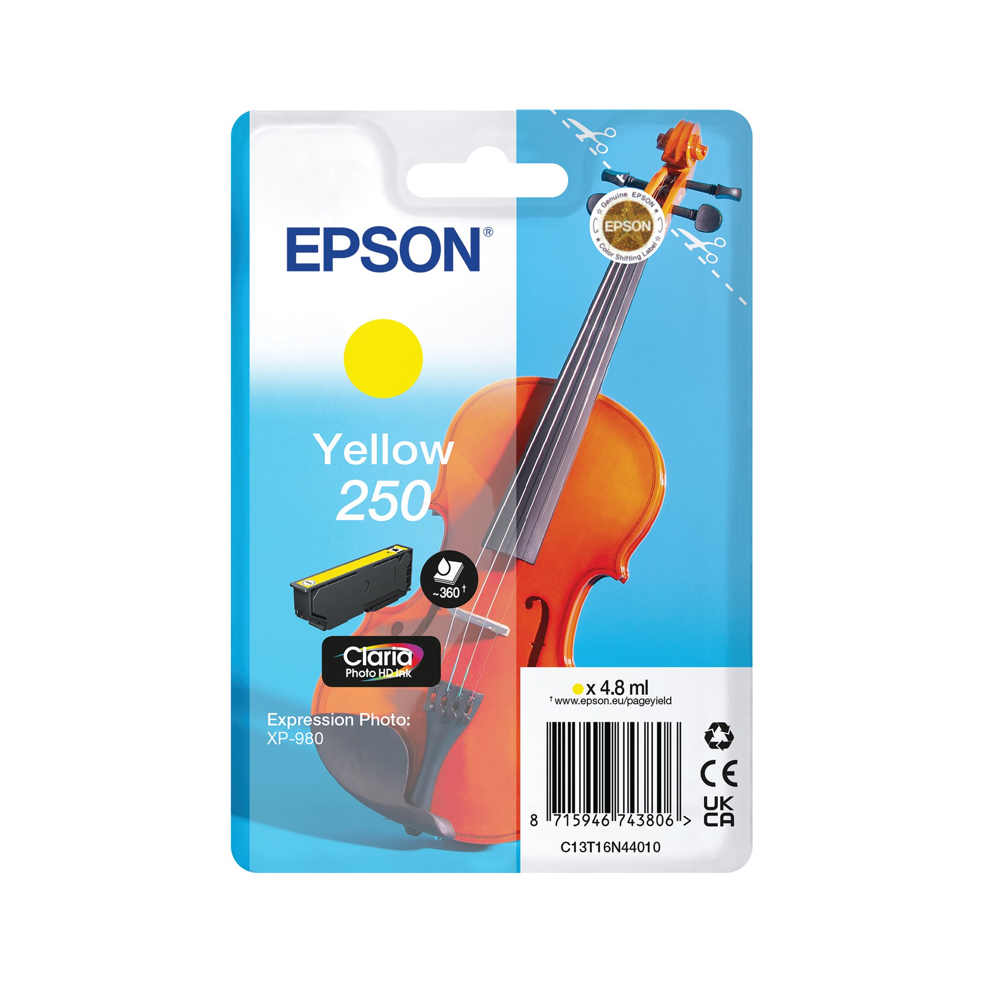 Epson 250 Violin Claria Photo HD Ink Cartridge Yellow C13T16N44010