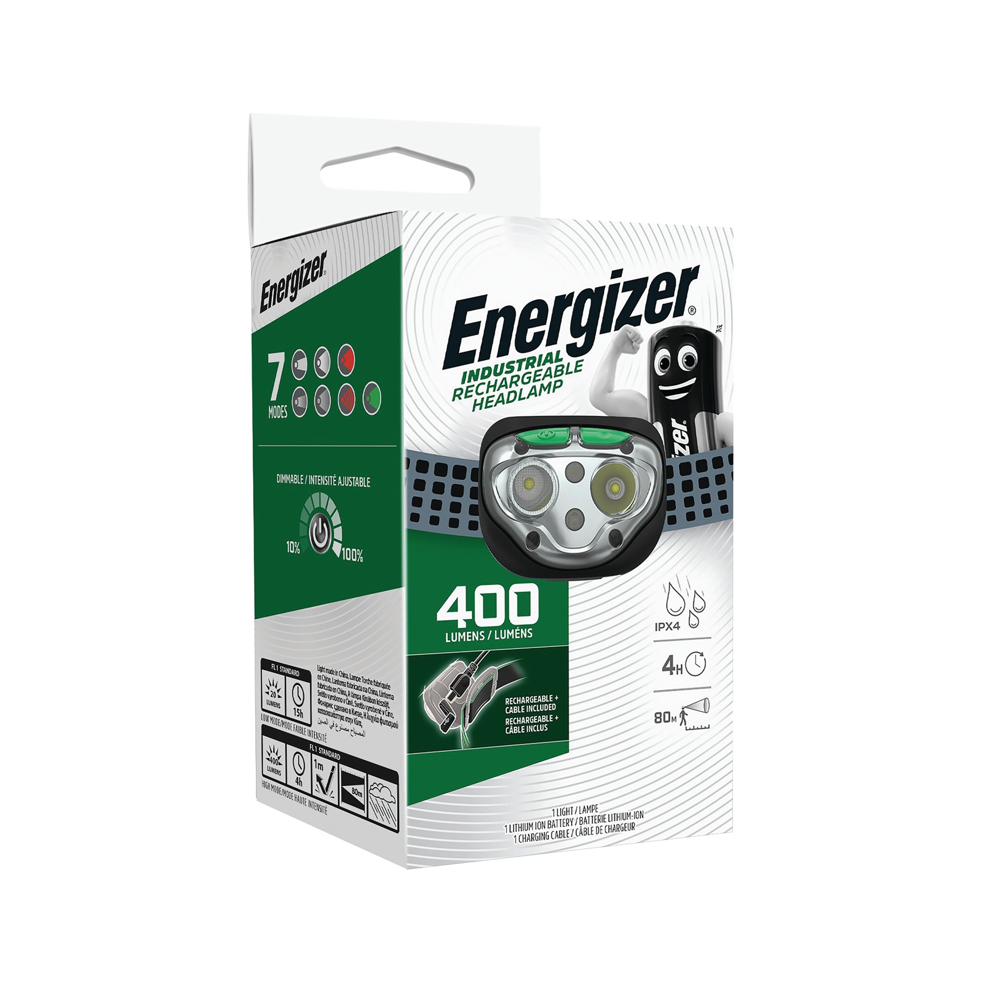 Energizer Vision Ultra HD Rechargeable Head Torch 400 Lumens Black E303197202