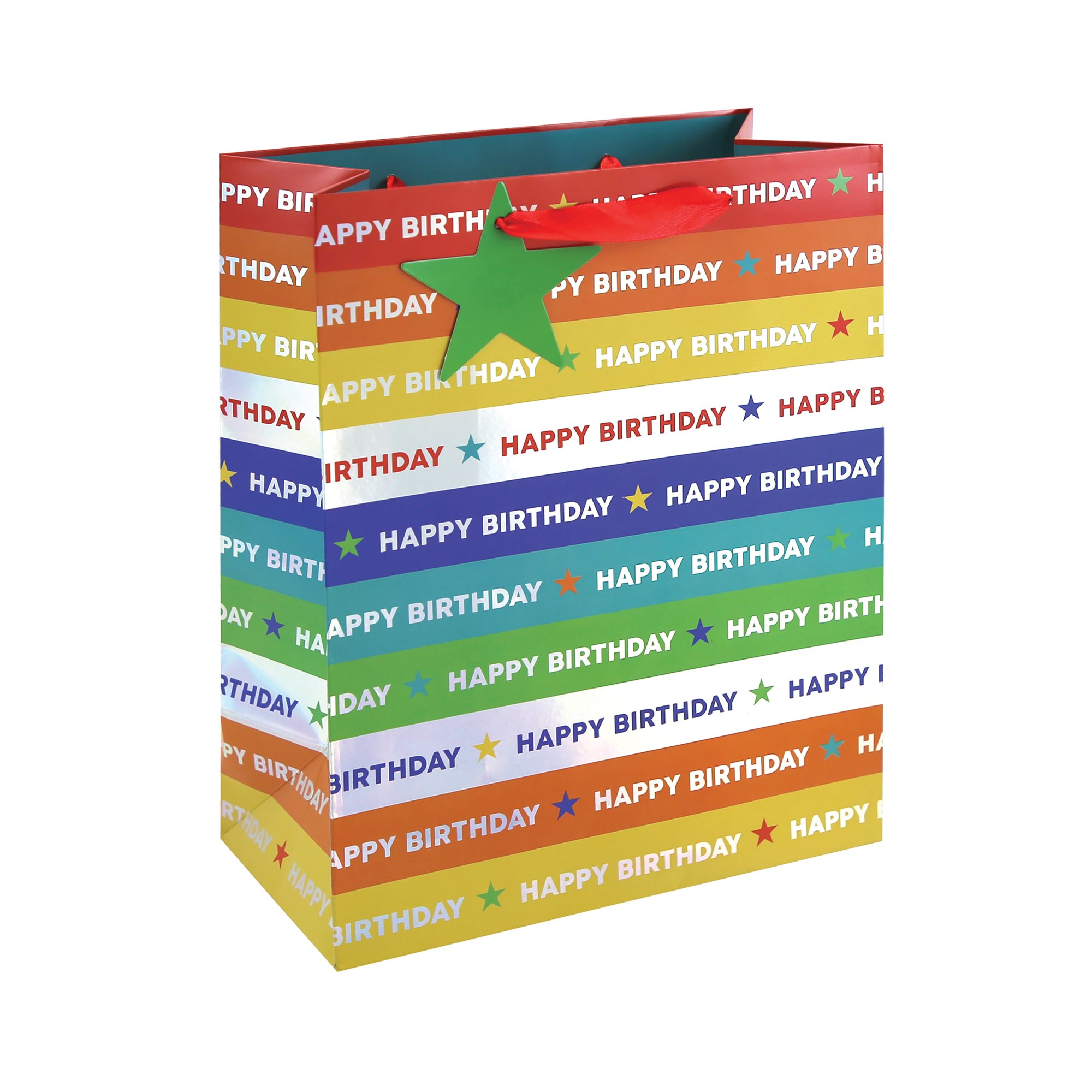 Holographic Happy Birthday Gift Bag Large Rainbow Pack of 6 36953-2C