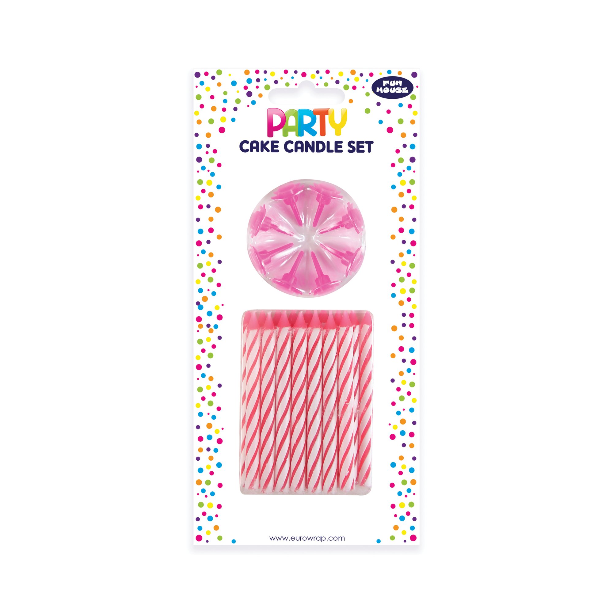 Eurowrap Cake Candle Set Pink Pack of 6 38081-PCC