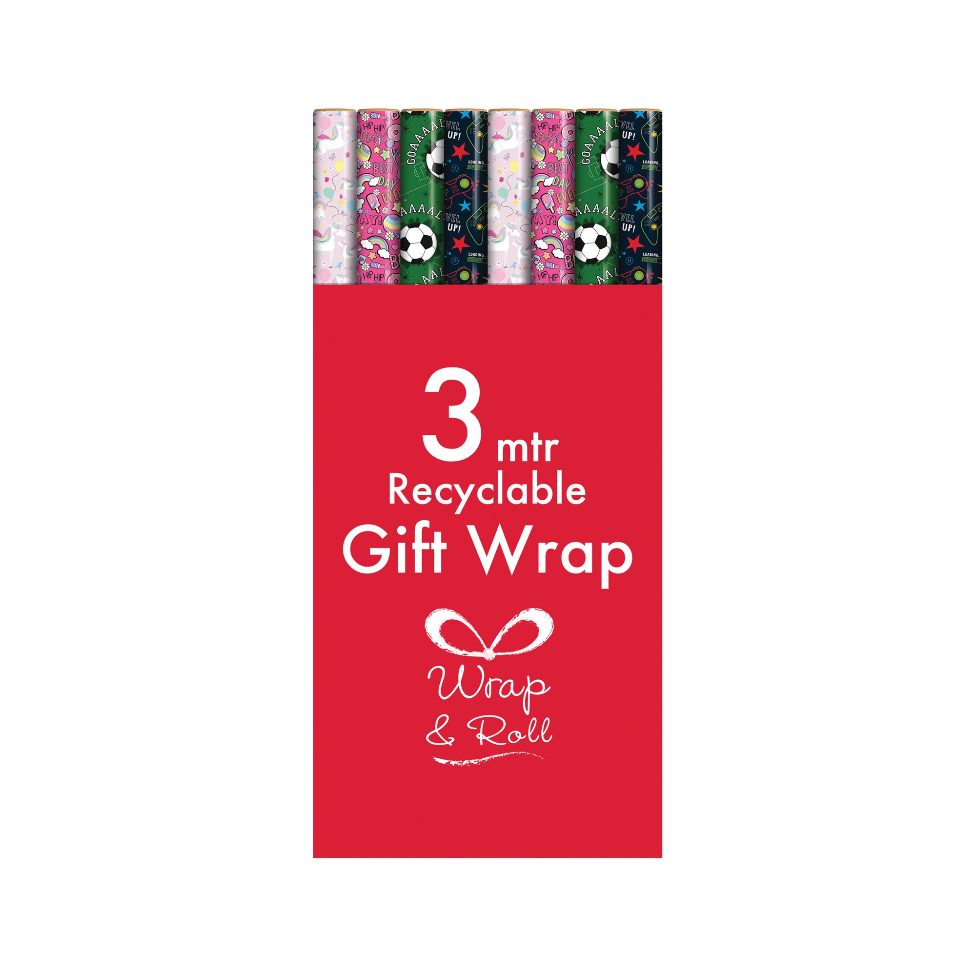 Kids Giftwrap Wrapping Paper 3m Assorted Pack of 49 37088-GWC