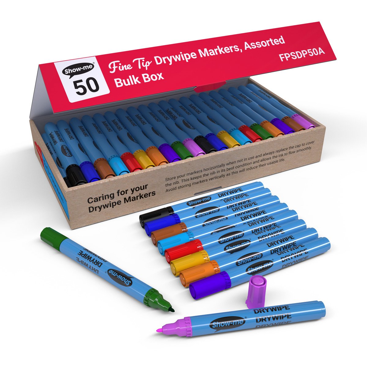 Show-me Drywipe Marker Fine Tip Assorted (Pack of 50) FPSDP50A