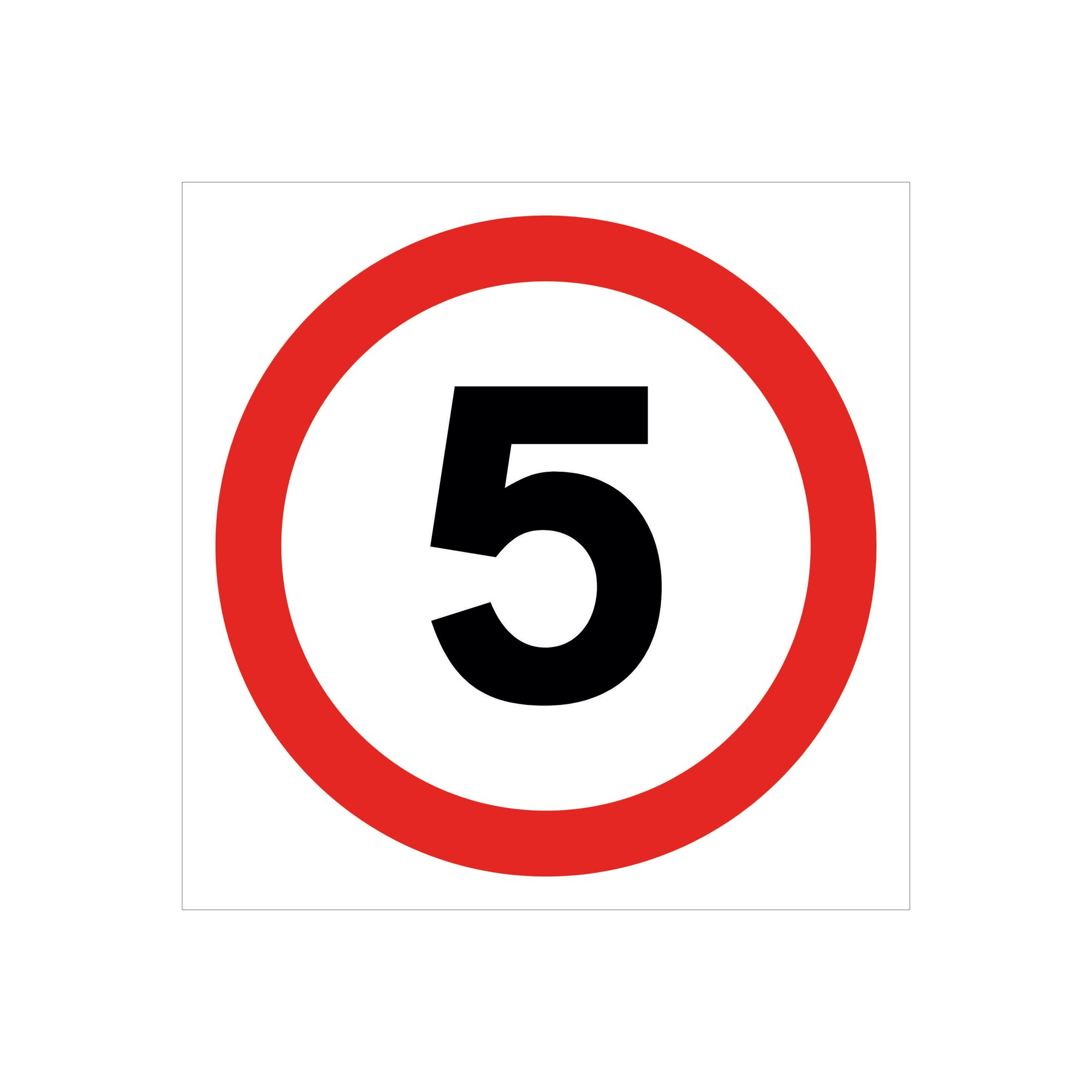 5 Star 5MPH Traffic Sign Rigid Plastic 450x450mm VTR032SRP4545