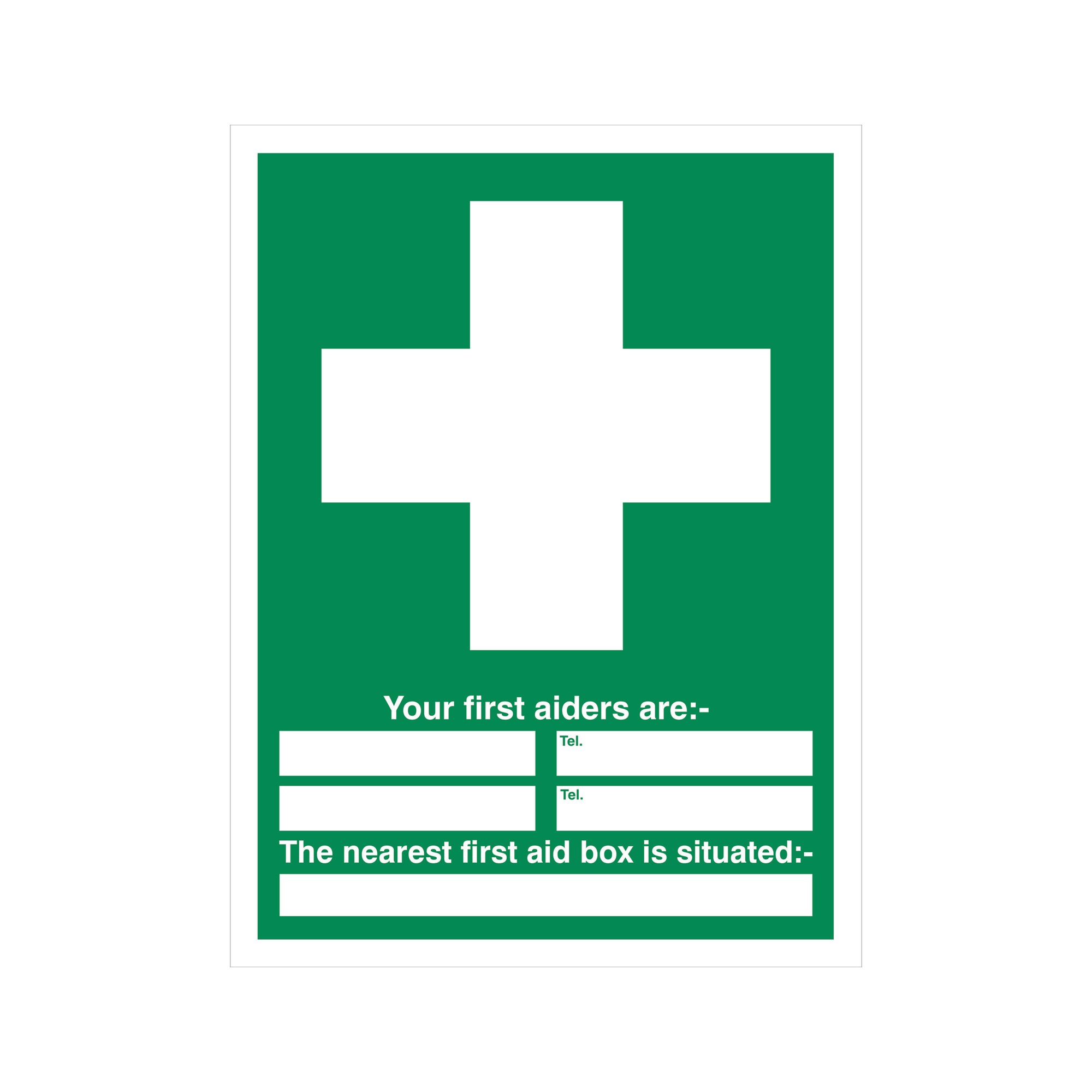 5 Star Your First Aiders Are Sign Vinyl 600x450 VSP350SAV4560