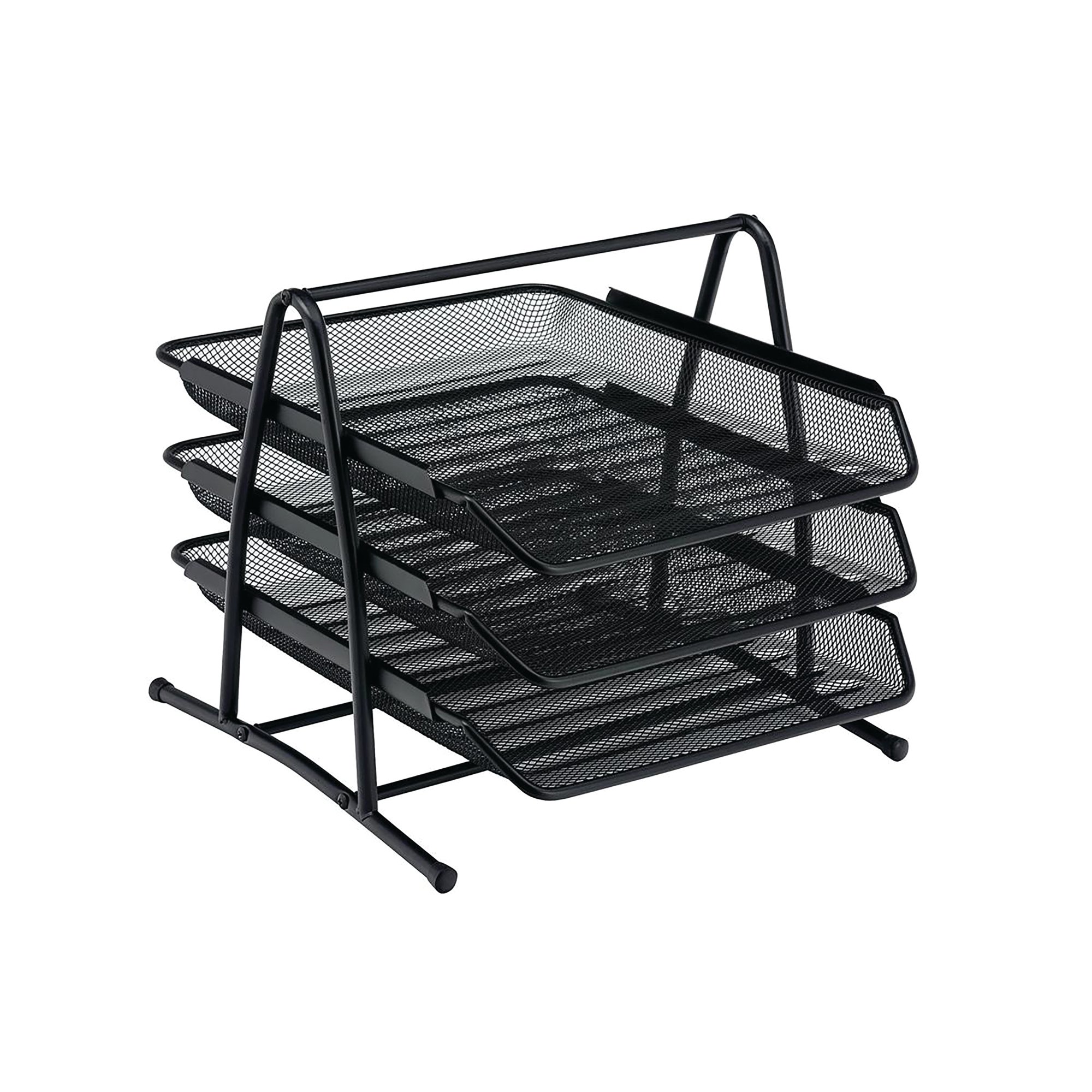 5 Star Mesh Letter Tray 3 Tier Scratch Resistant Stackable Front Load Portrait Foolscap Black 288102
