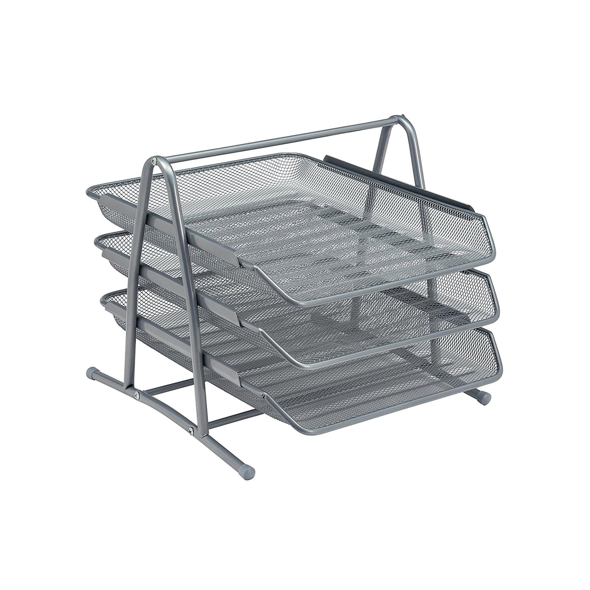 5 Star Mesh Letter Tray 3 Tier Stackable Front Load Portrait Foolscap Silver 288110