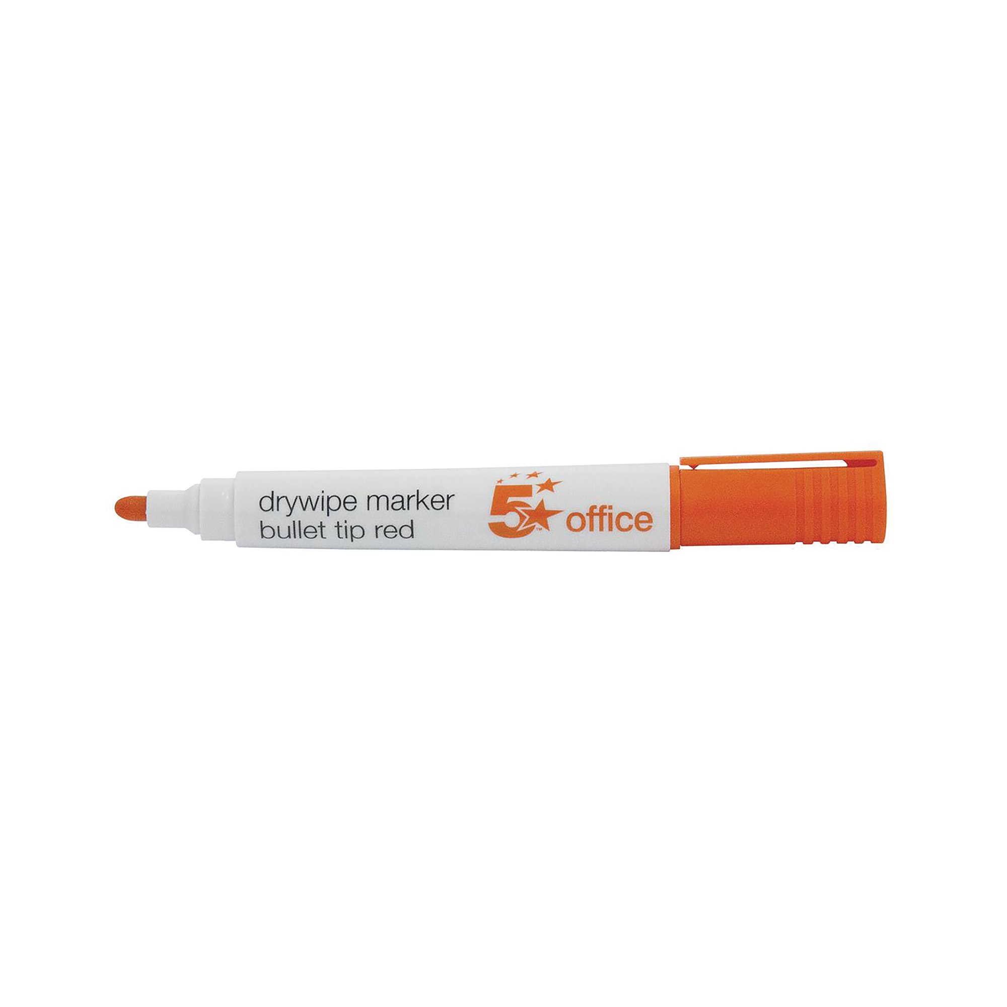 5 Star Drywipe Marker Bullet Tip Xylene/Toluene-free 3mm Line Red (Pack of 12) 296131