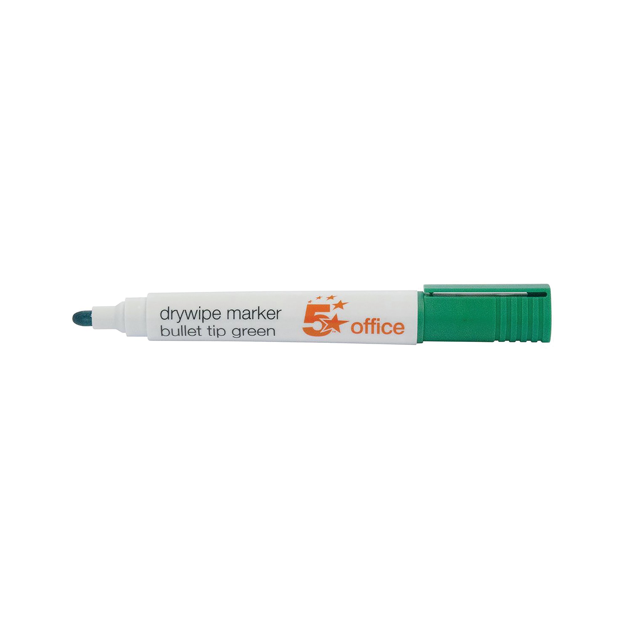 5 Star Drywipe Marker Bullet Tip Xylene/Toluene-free 3mm Line Green (Pack of 12) 296158