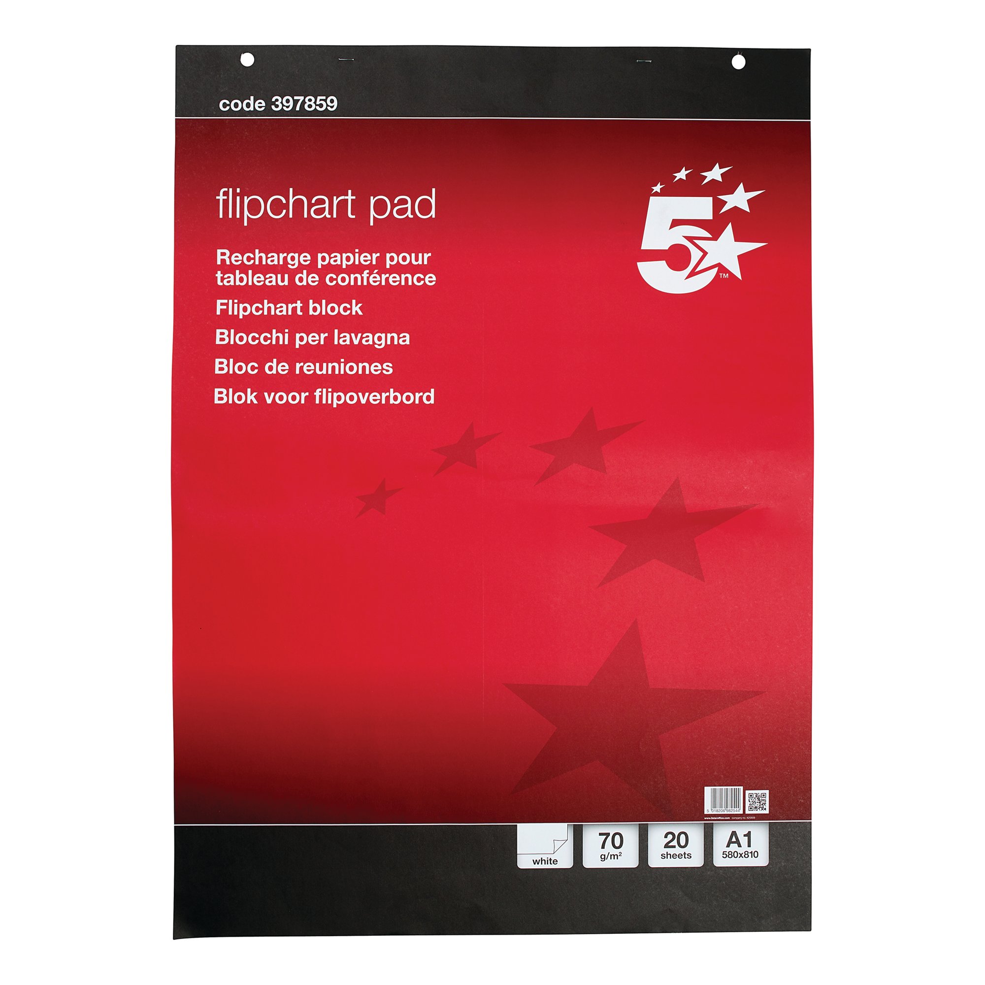 5 Star Meeting Flipchart Pad Perforated 20 Sheets A1 (Pack of 5) 397859