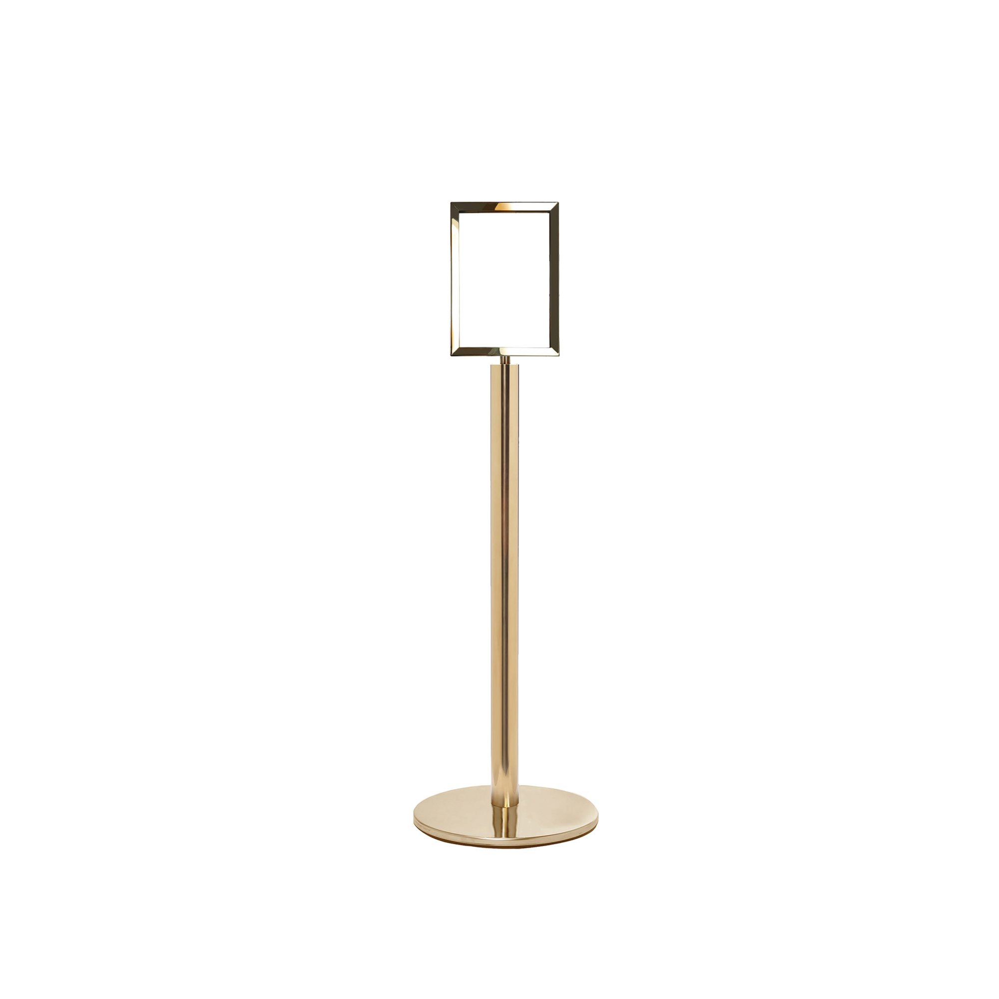 5 Star Sign Stands Polished Brass Post with A4 Vertical Sign
