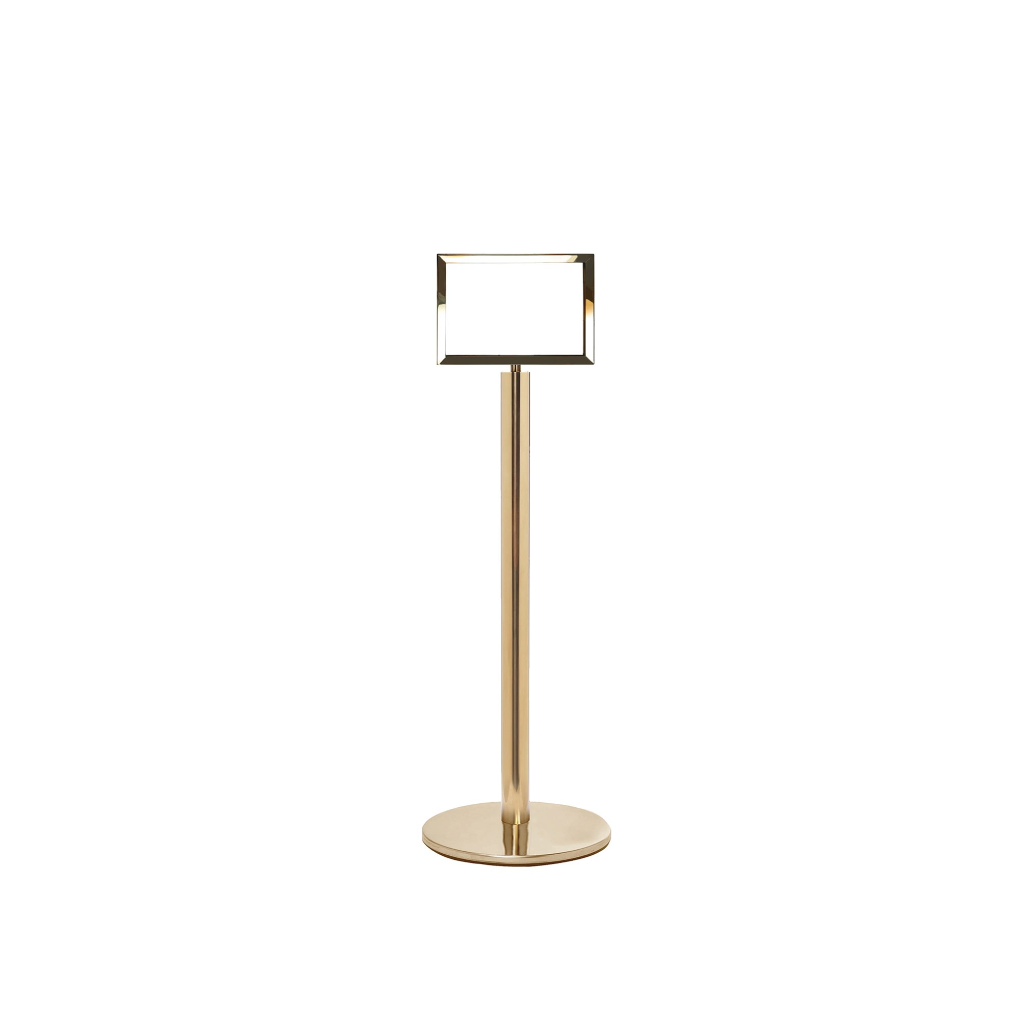 5 Star Sign Stands Polished Brass Post with A4 Horizontal Sign