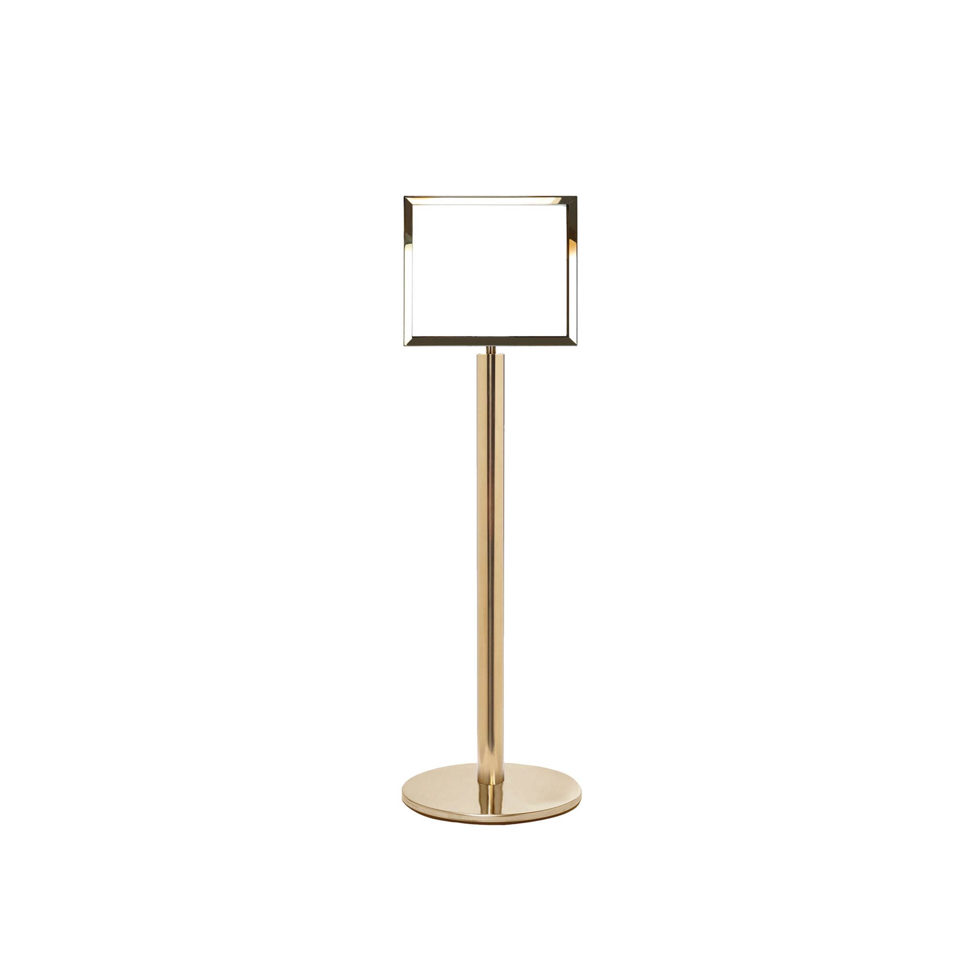 5 Star Sign Stands Polished Brass Post with A3 Horizontal Sign
