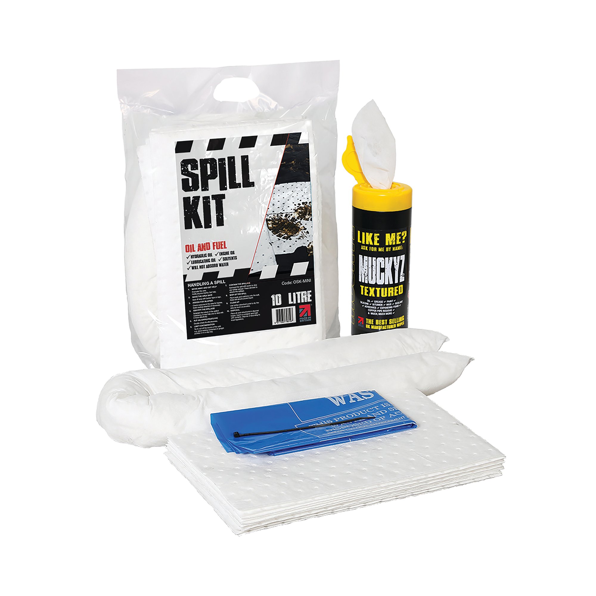 5 Star Oil/Fuel Spill Kit in Heat-sealed Mini Bag 10L White FS634788