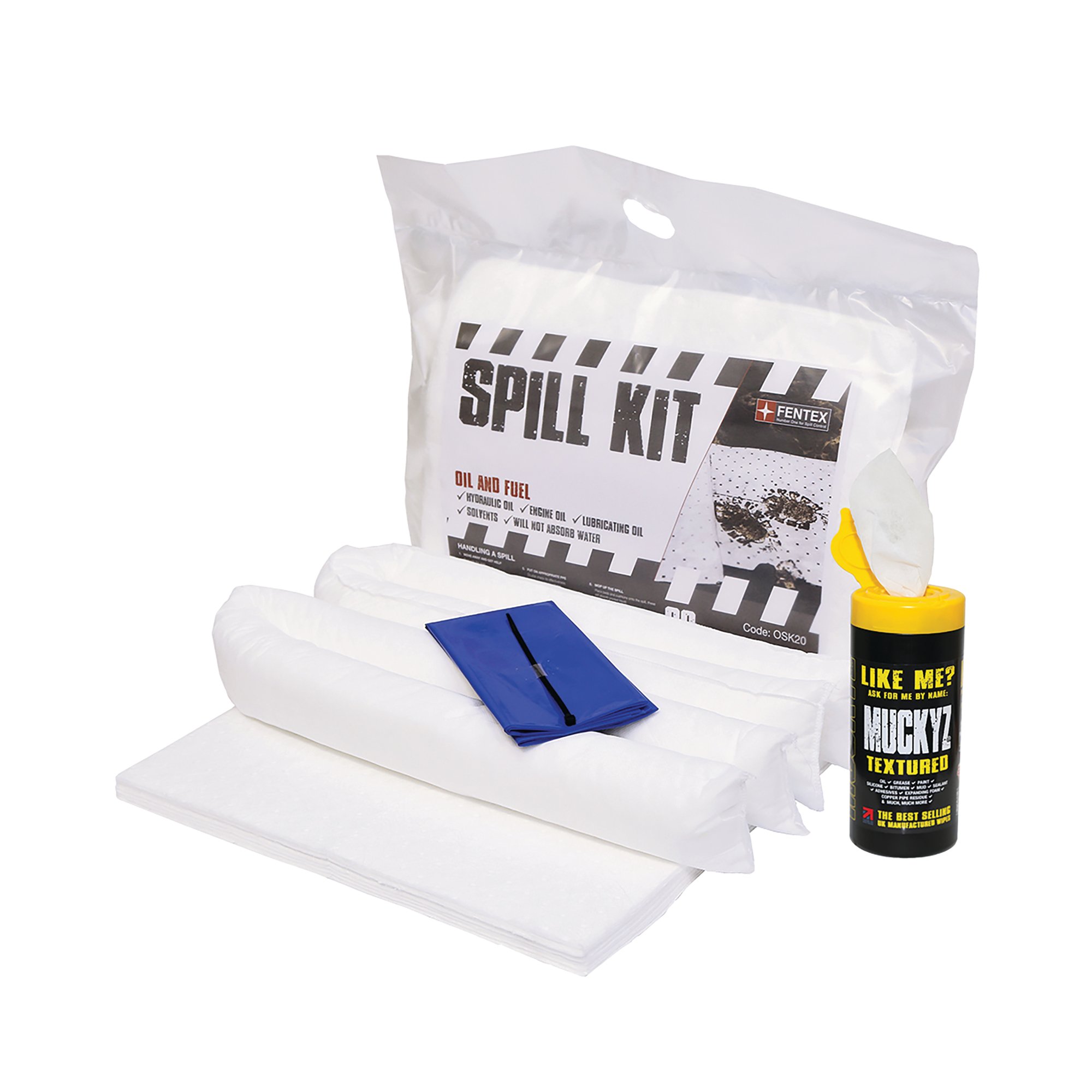 5 Star Oil/Fuel Spill Kit in Heat-sealed Bag 20 Litre White FS634955