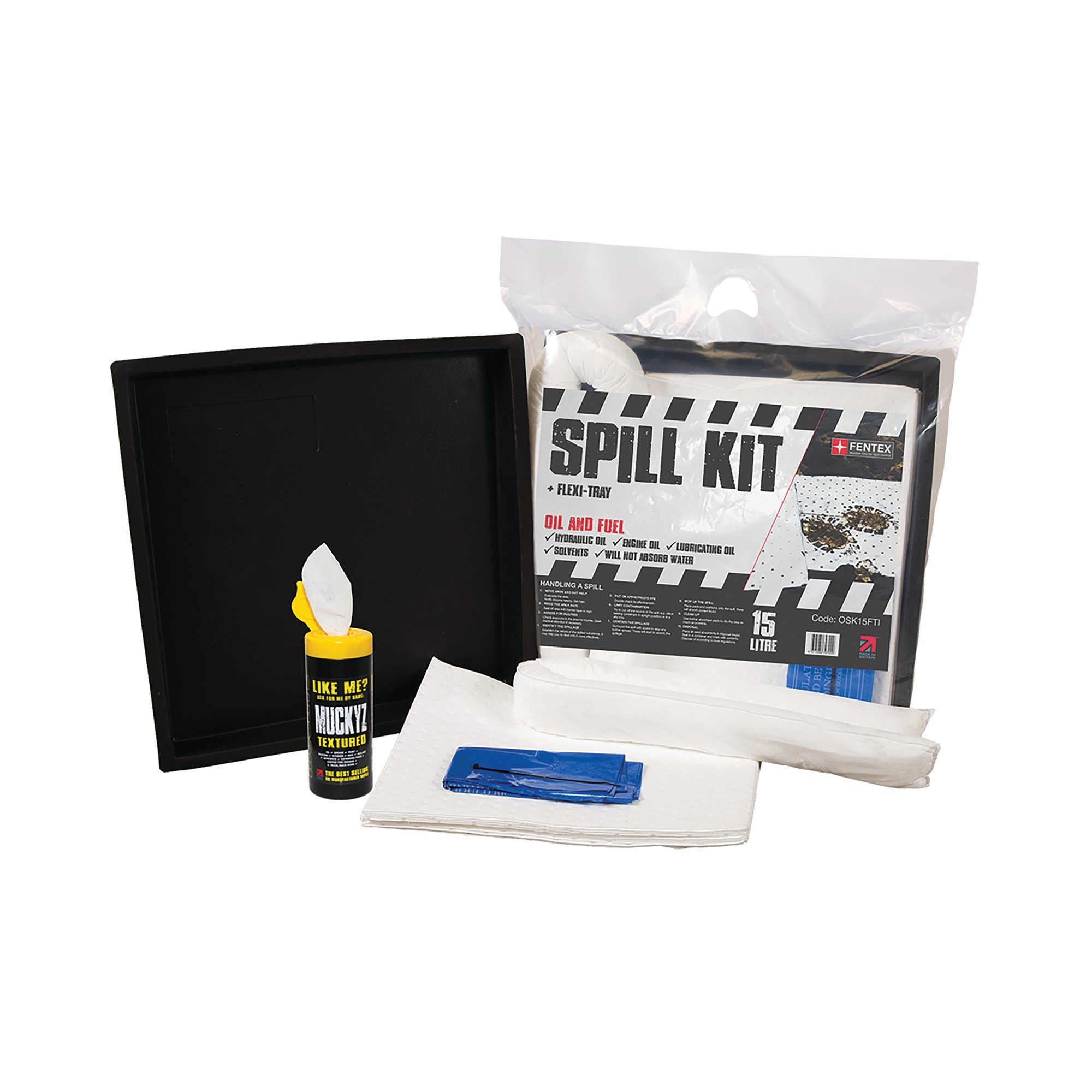 5 Star Oil and Fuel Spill Kit with Flexi-tray 15 Litre White FS635464