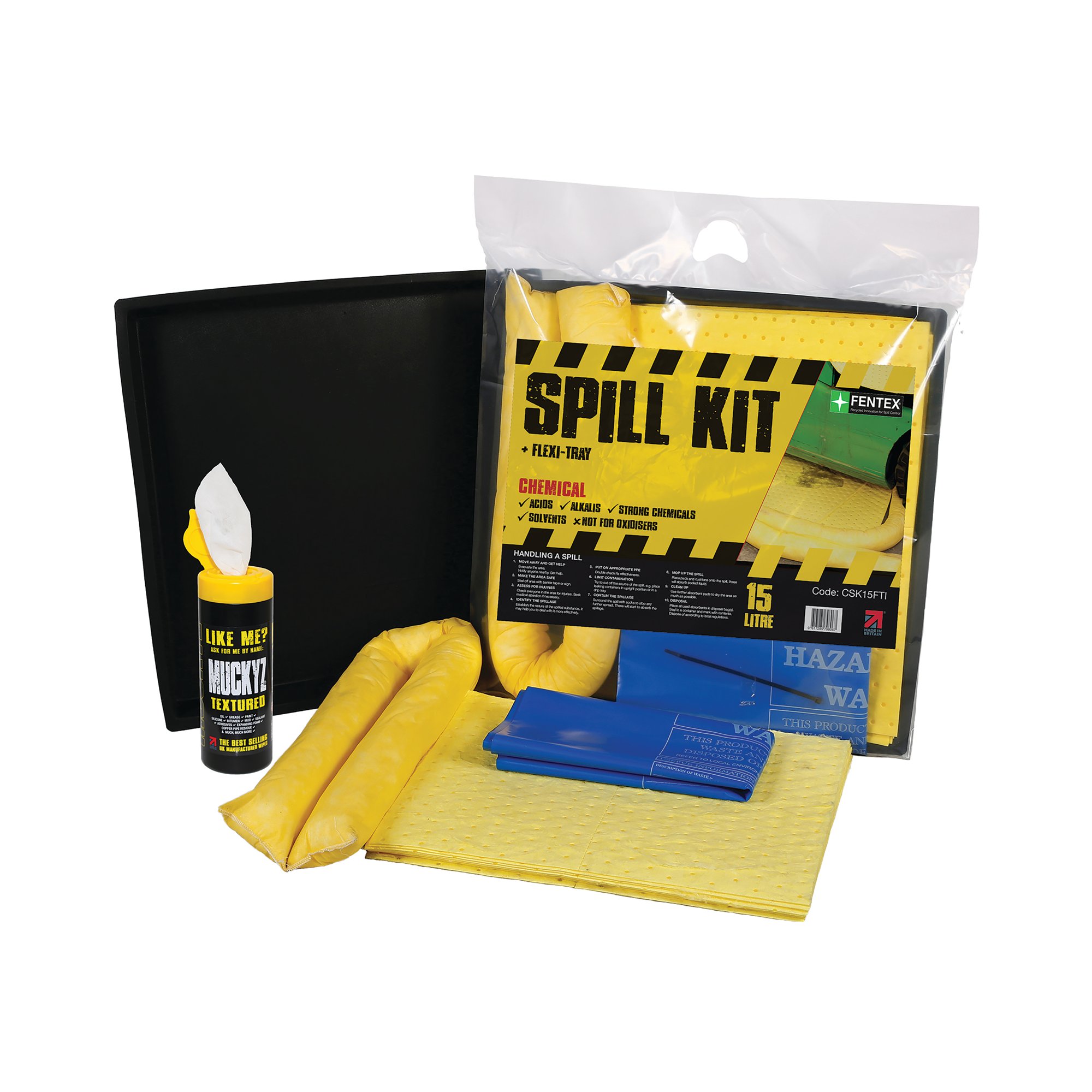 5 Star Chemical Spill Kit with Flexi-tray 15L Yellow FS635471