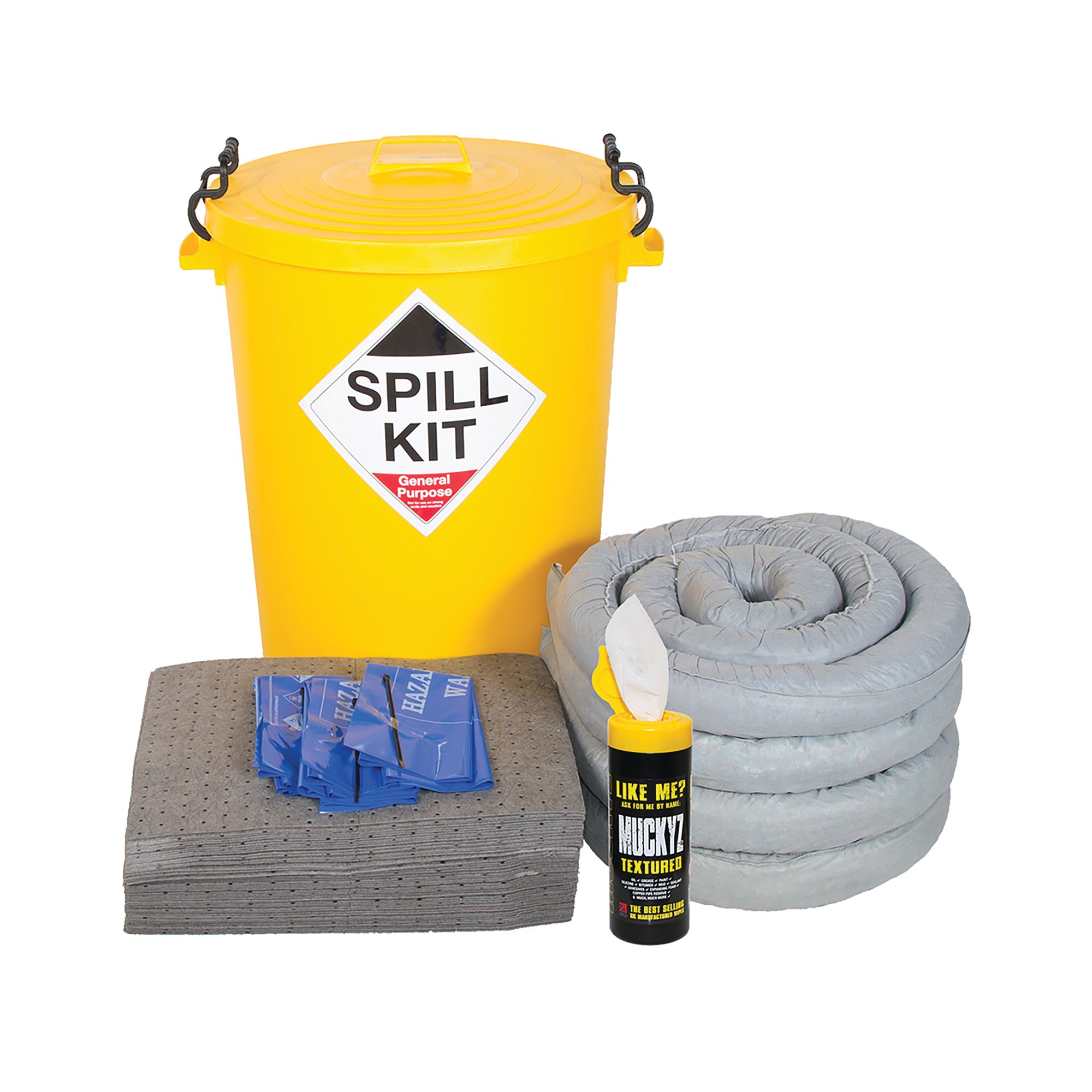 5 Star Gel Pup Spill Kit in Yellow Drum with Lid 90L Grey FS636591