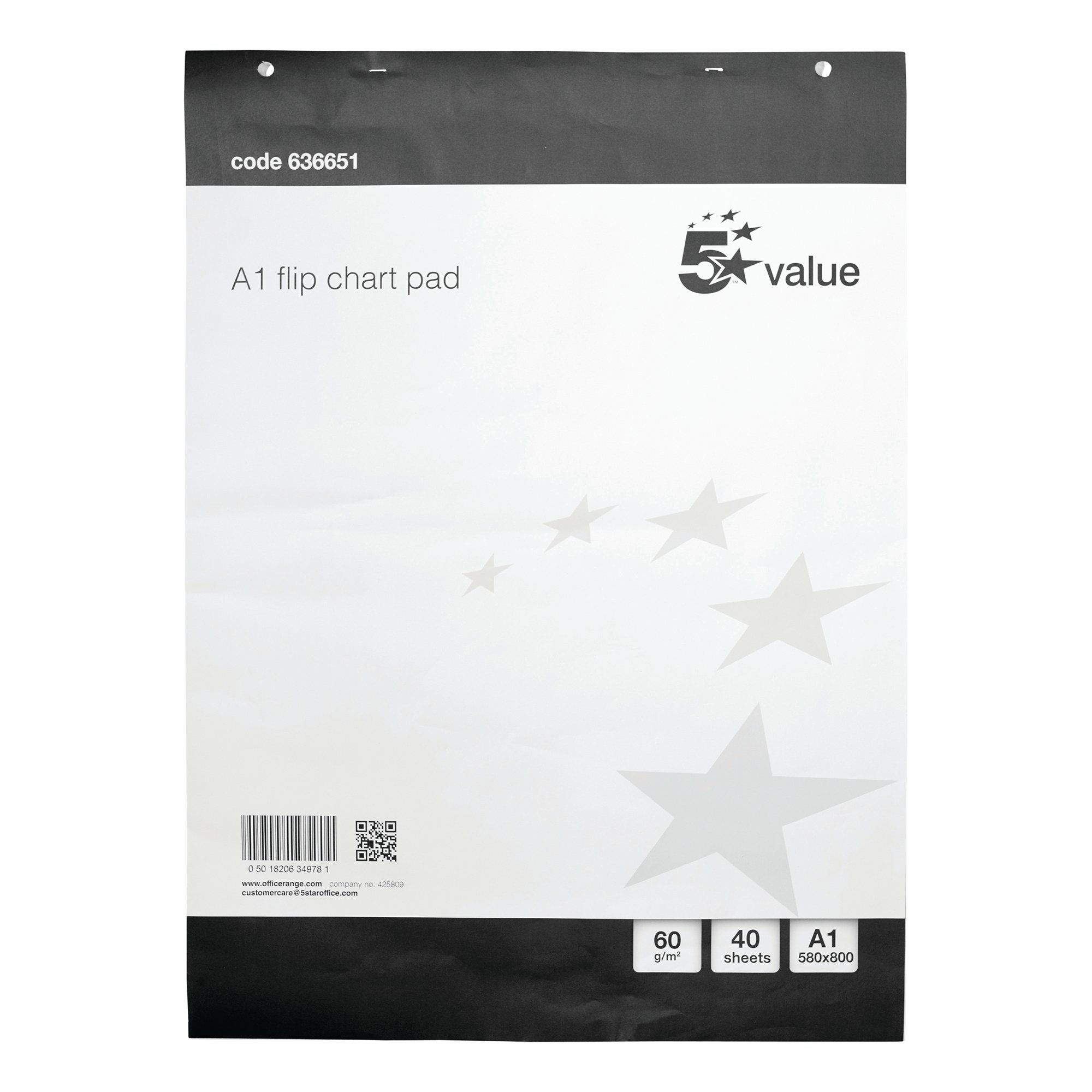5 Star Flipchart Pad Perforated 40 Sheets A1 (Pack of 5)
