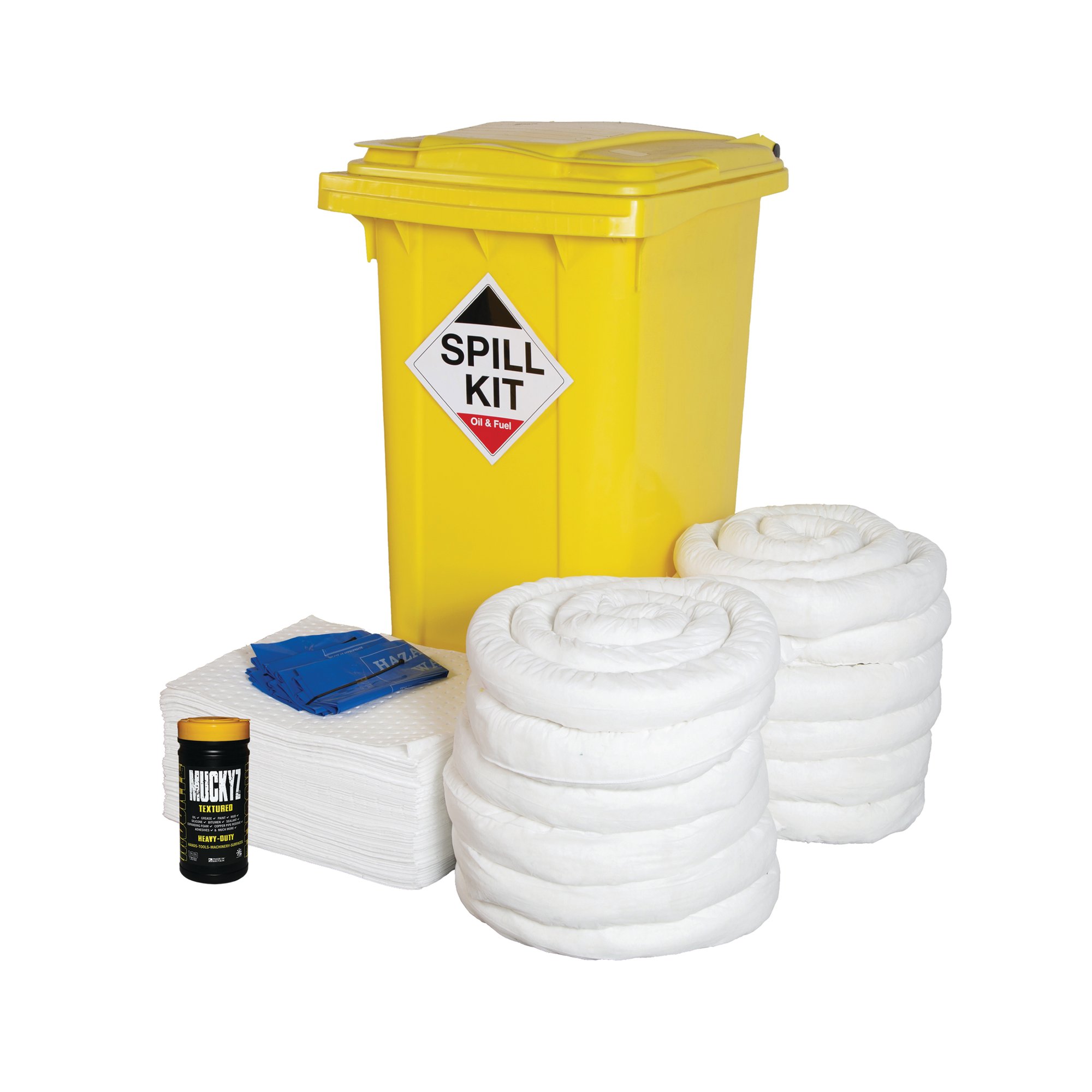 5 Star Oil/Fuel Spill Kit in Yellow Wheelie Bin 240L White FS637147