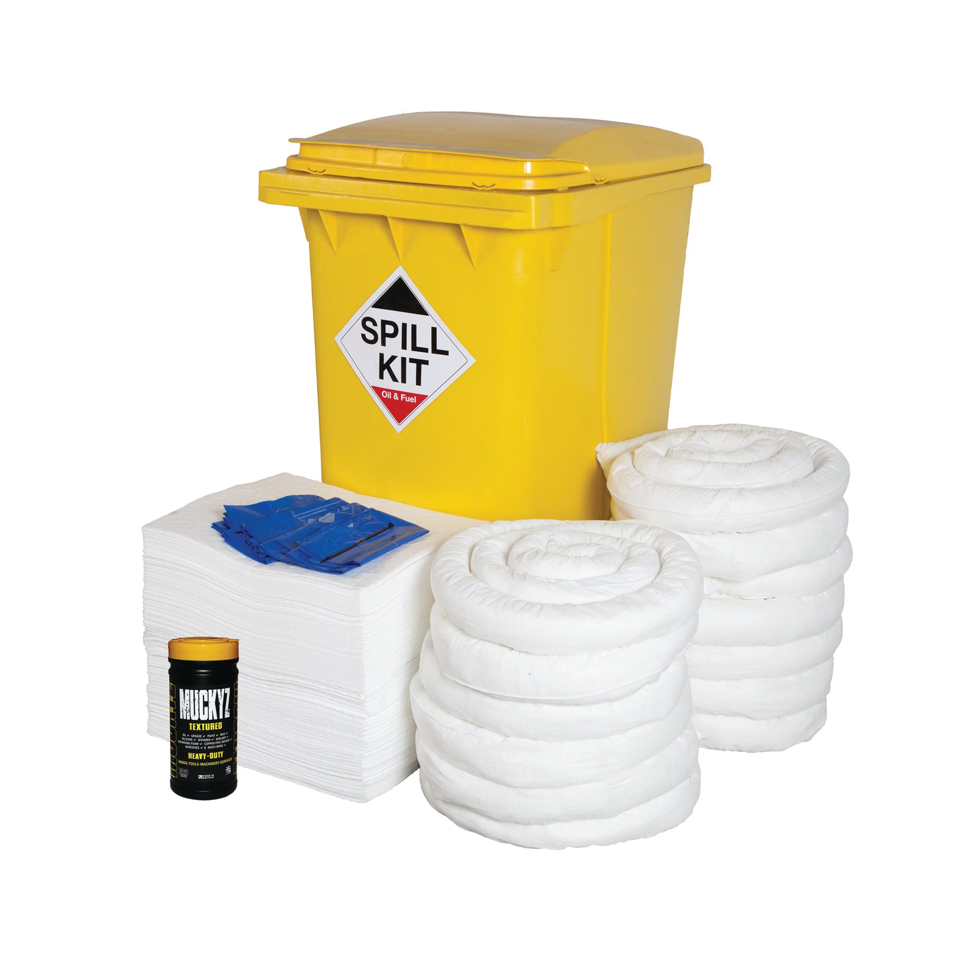 5 Star Oil/Fuel Spill Kit in Yellow Wheelie Bin 360L White FS637222