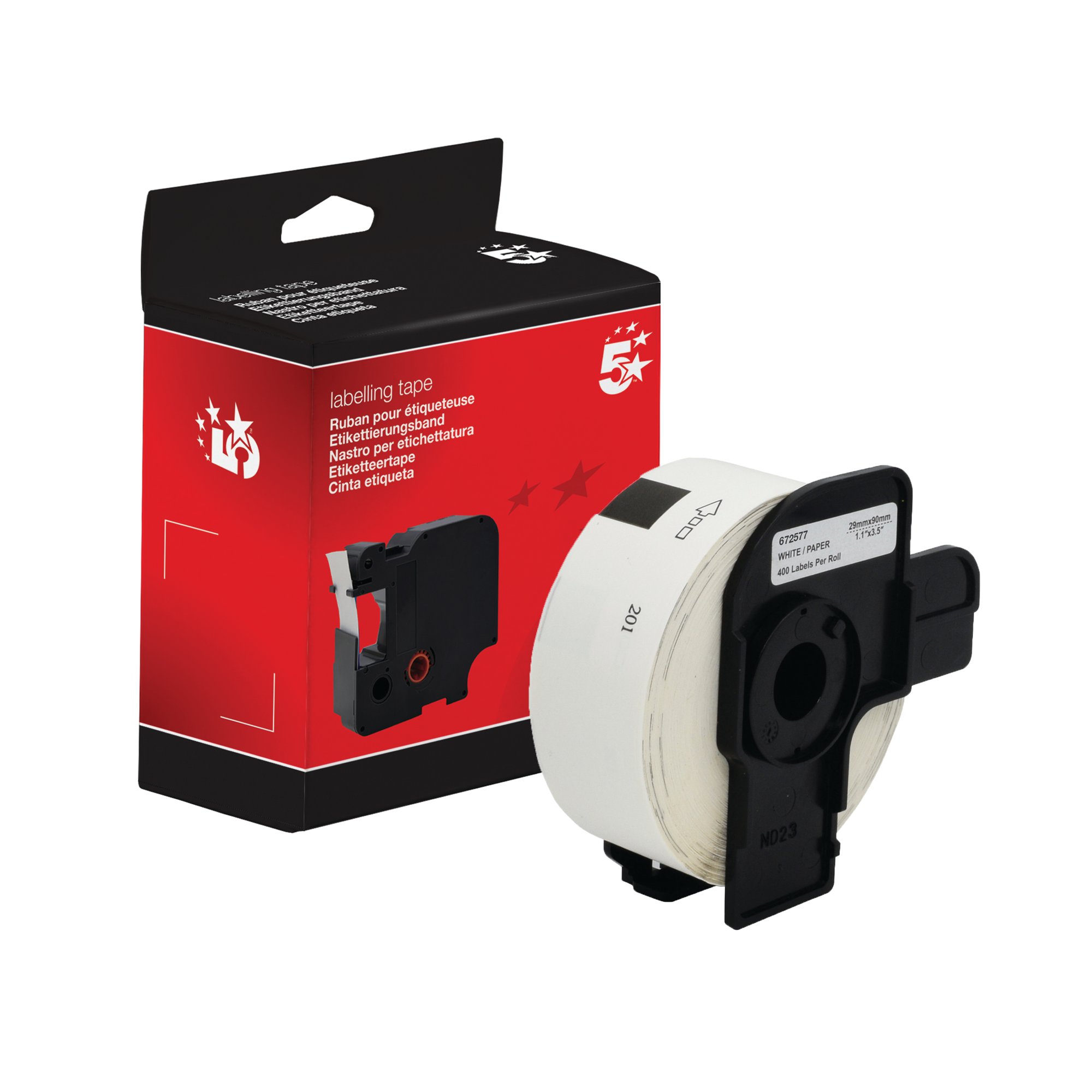 Five Star Non-OEM Replacement for Brother DK-11201 Black on White 29mm x 90mm 400/Roll FS672577