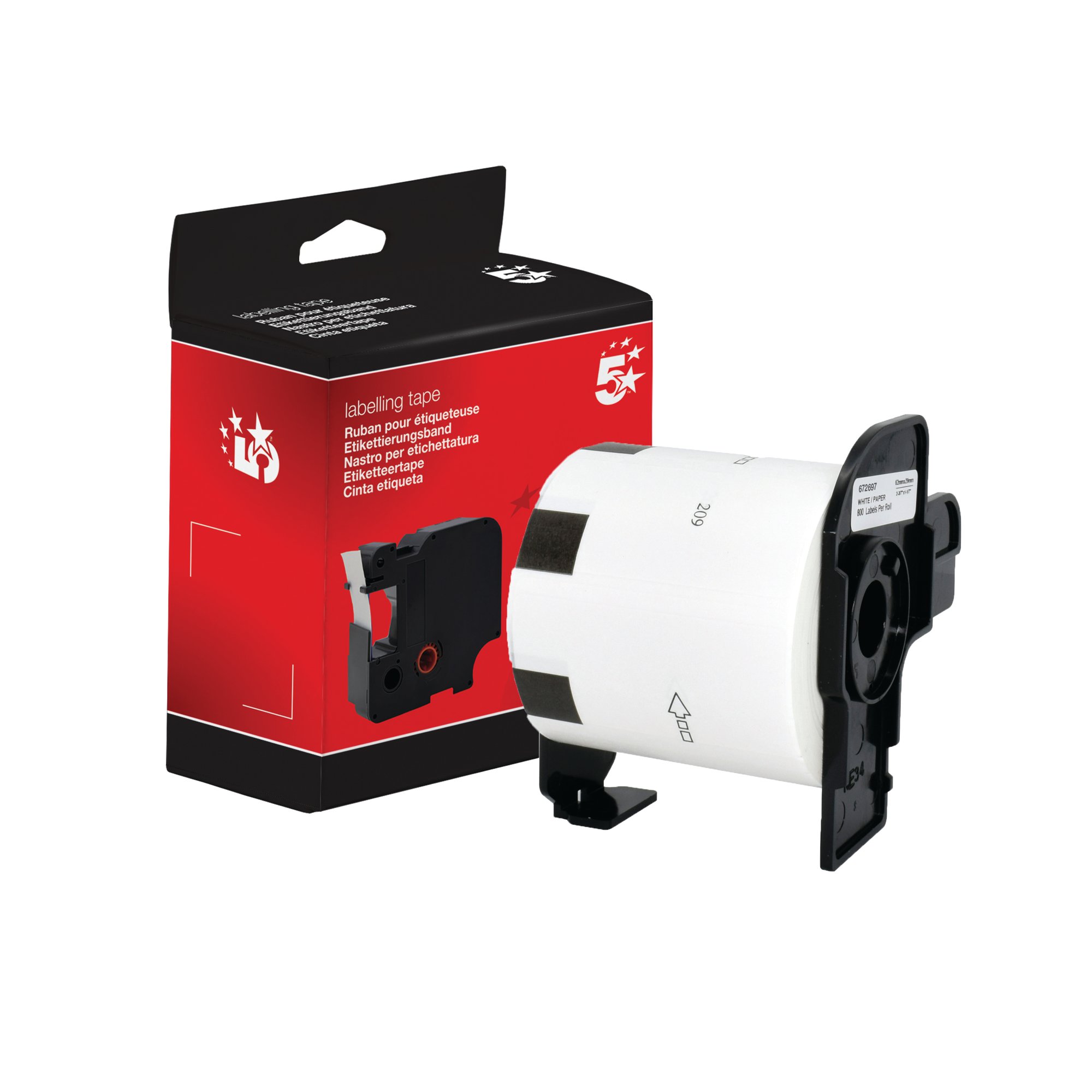 Five Star Non-OEM Replacement for Brother DK-11209 Black on White 62mm x 29mm 800/Roll FS672697