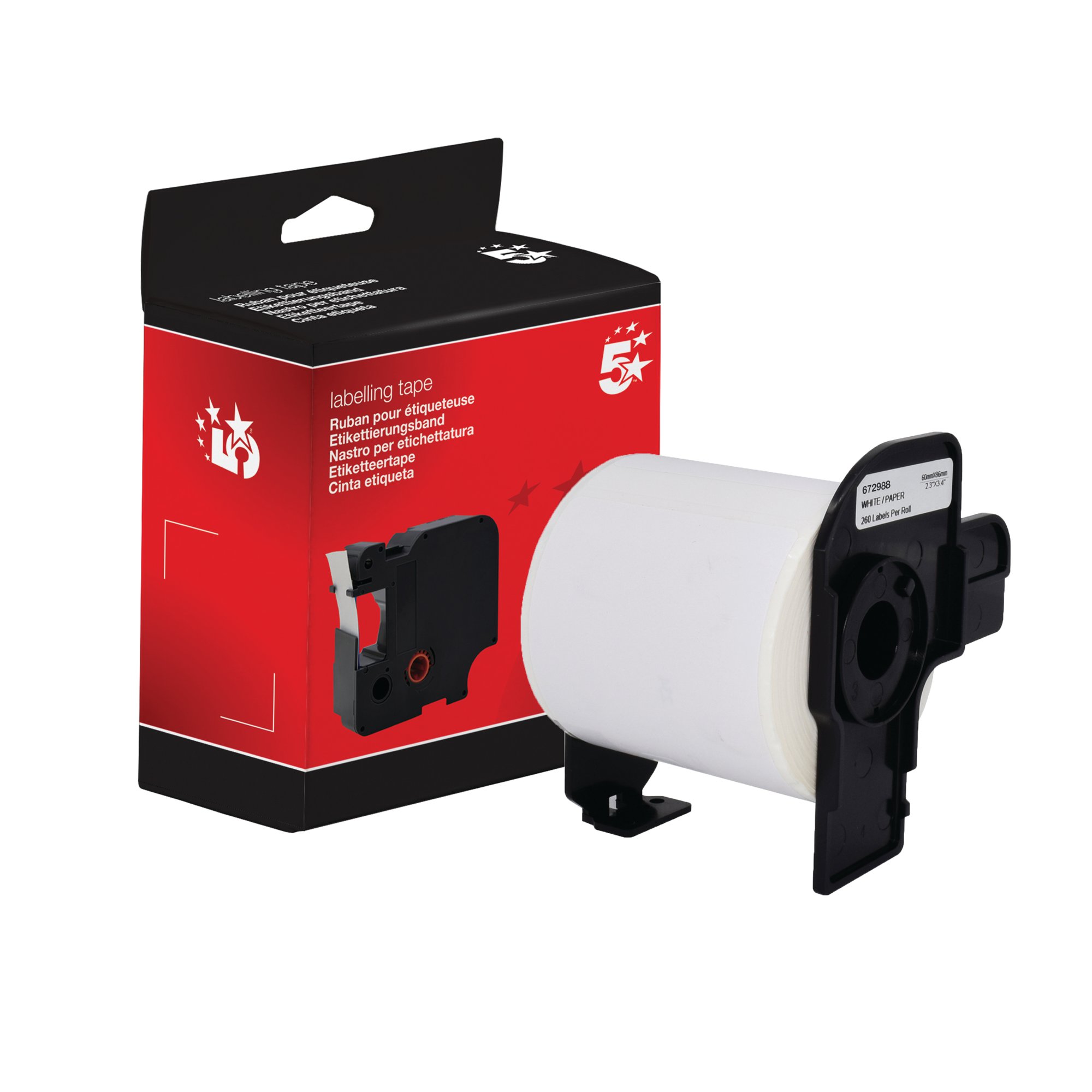 Five Star Non-OEM Replacement for Brother DK-11234 Black on White 60mm x 86mm 260/Roll FS672988