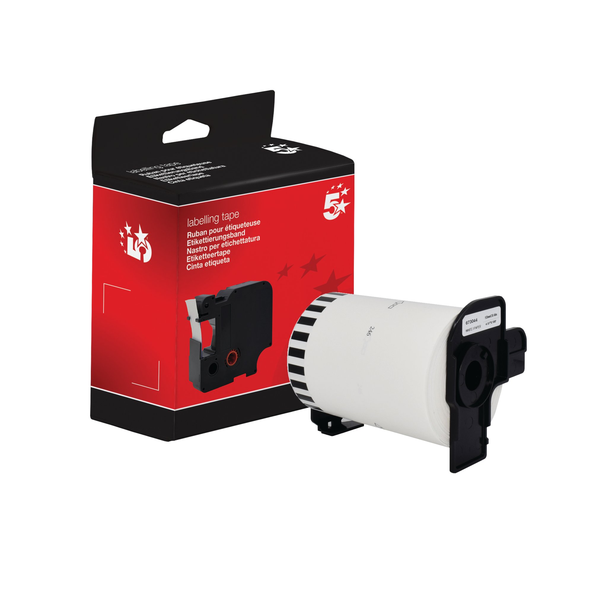 Five Star Non-OEM Replacement for Brother DK-22246 Black on White 103mm x 30.48m FS673044