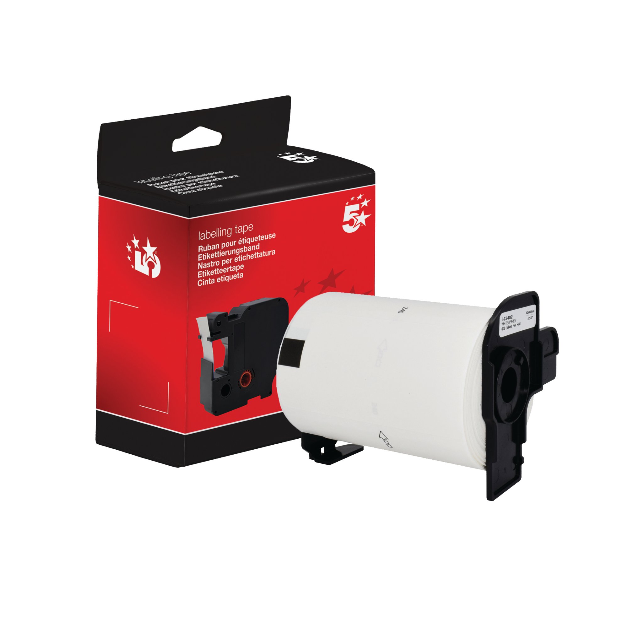 Five Star Non-OEM Replacement for Brother DK-11240 Black on White 102mm x 51mm 600/Roll FS673402