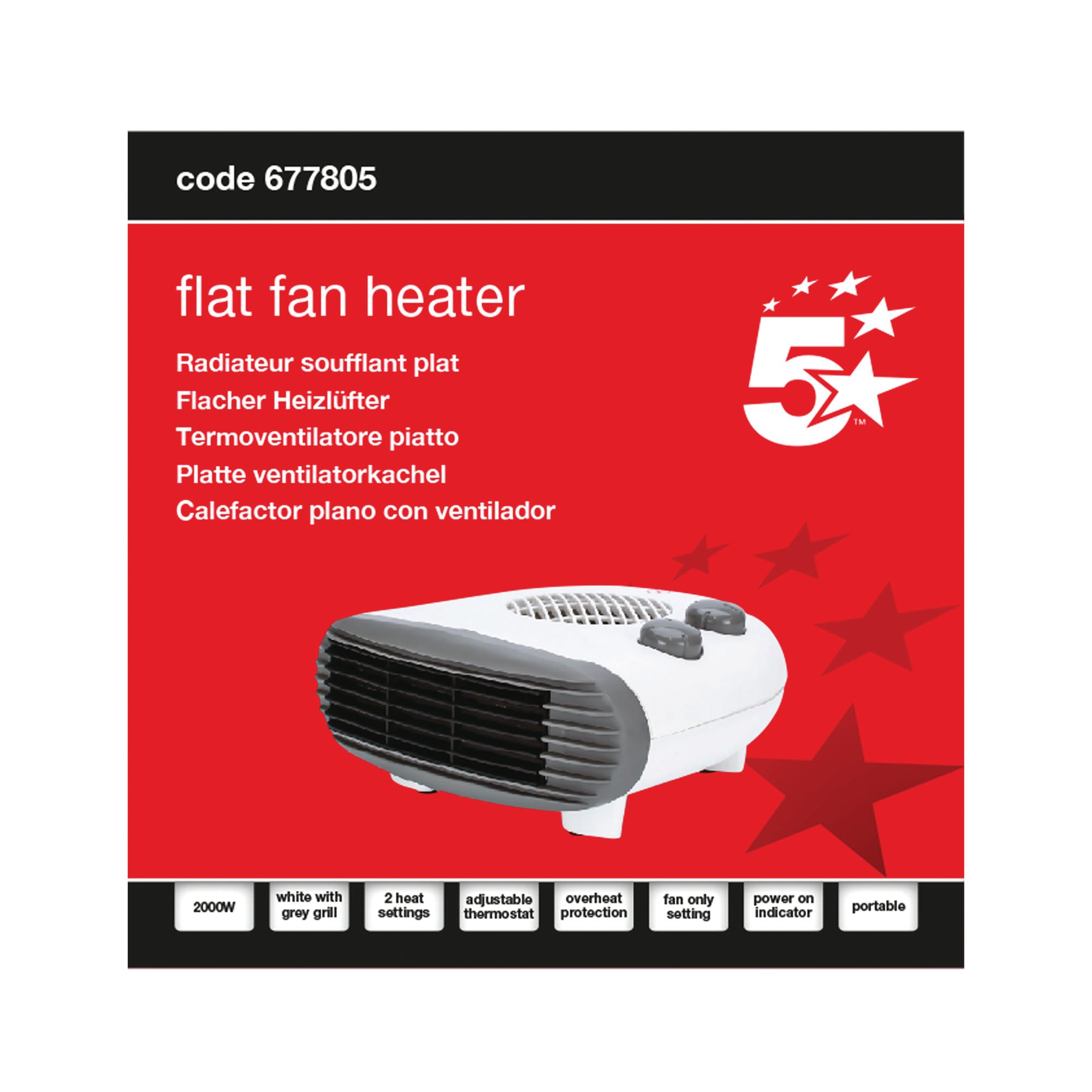 5 Star Flat Fan Heater 2000W White FS677805