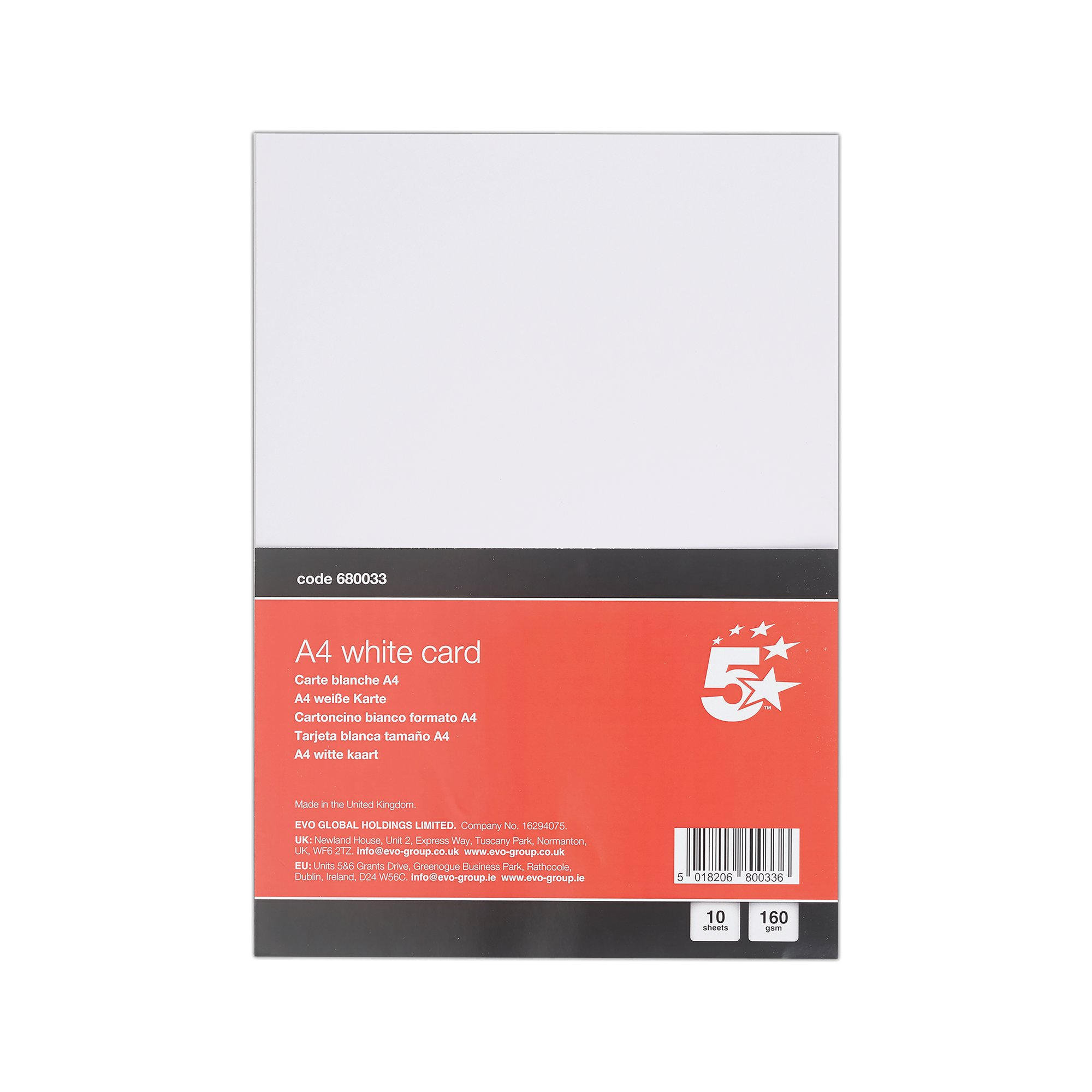 5 Star A4 White Card x10 Cards 120 Cards in Total Pack of 12 FS680033