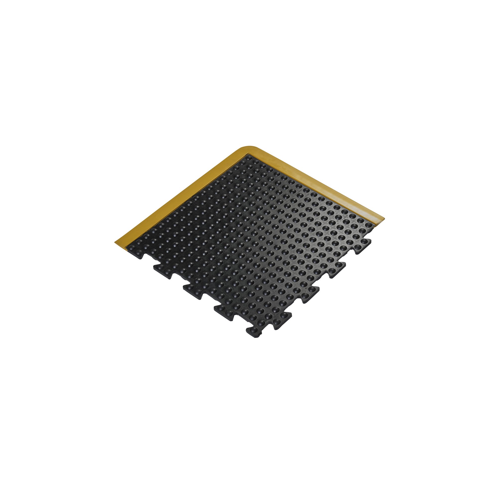 5 Star Anti-Fatigue Bub Mat Con Crnr 0.5x0.5m Blk/Ylw Nitrile FS712734