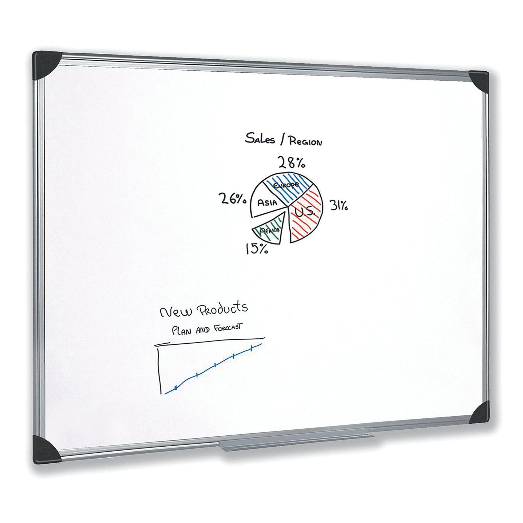 5 Star Whiteboard Drywipe Magnetic with Pen Tray and Aluminium Trim 1200x900mm 908441