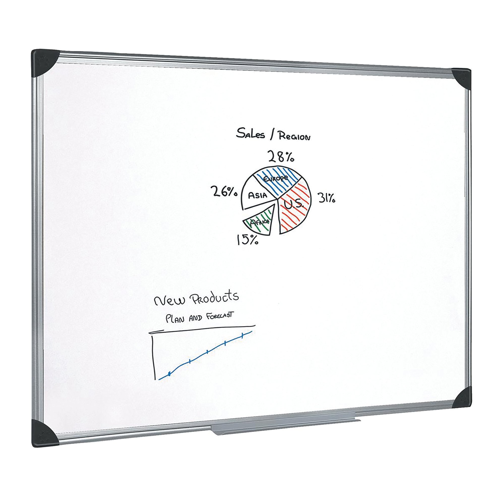 5 Star Whiteboard Drywipe Magnetic with Pen Tray and Aluminium Trim 1800x1200mm 909315