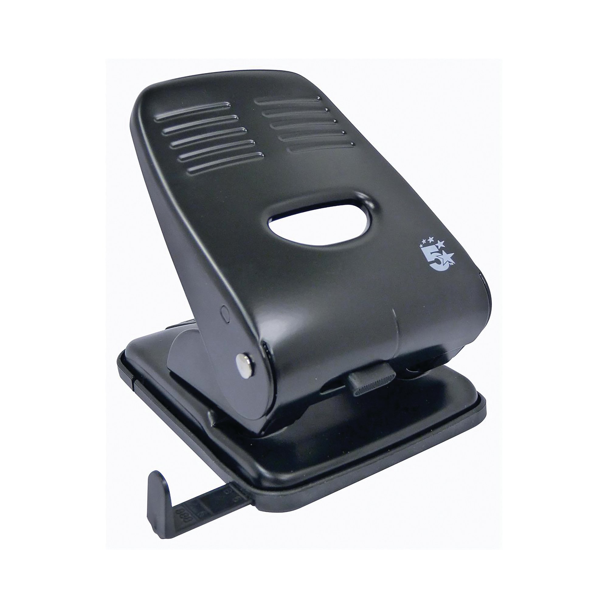 5 Star 2 Hole Punch Metal with Plastic Base Capacity 40 Sheets Black 918591