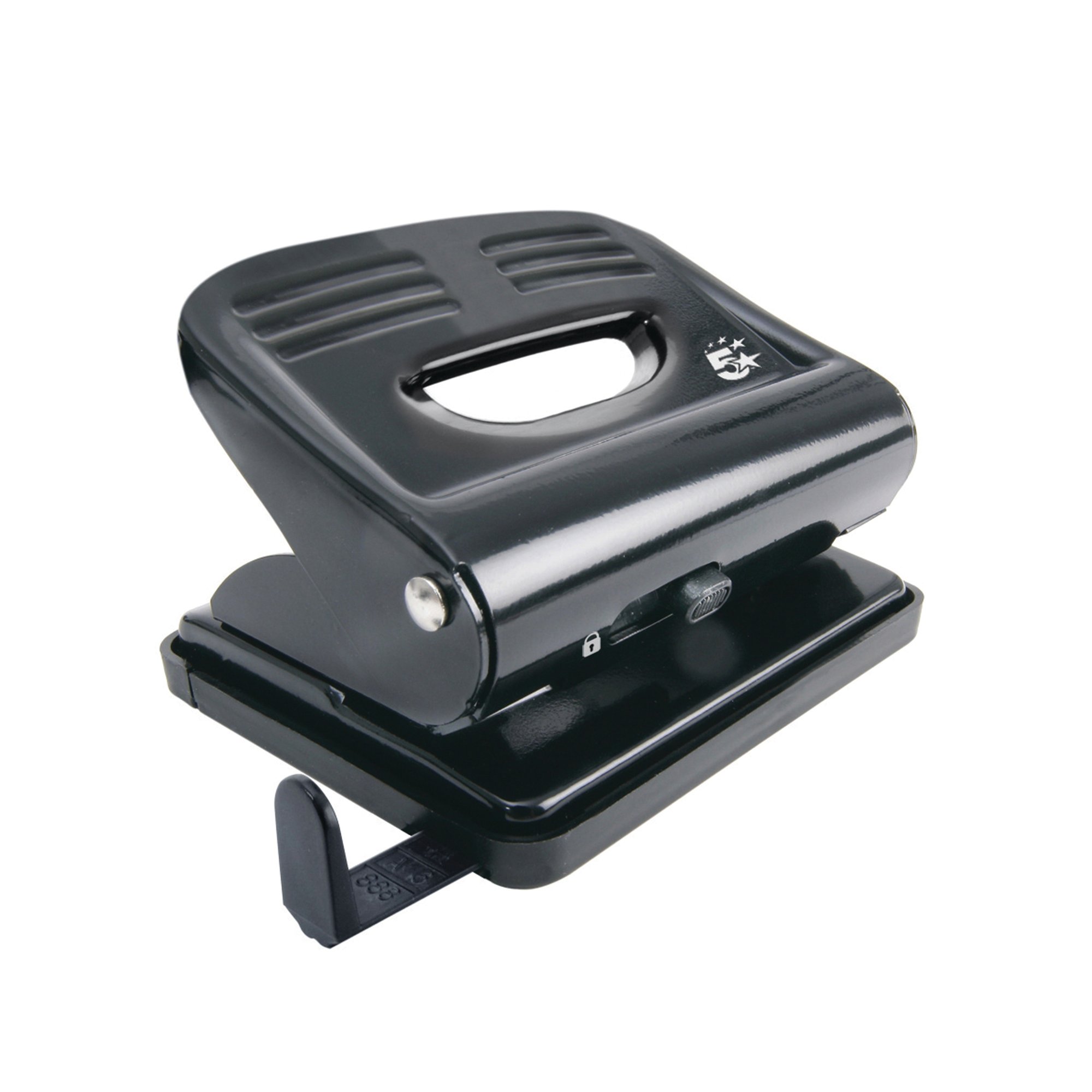 5 Star 2 Hole Punch Metal with Plastic Base Capacity 20 Sheets Black 918788