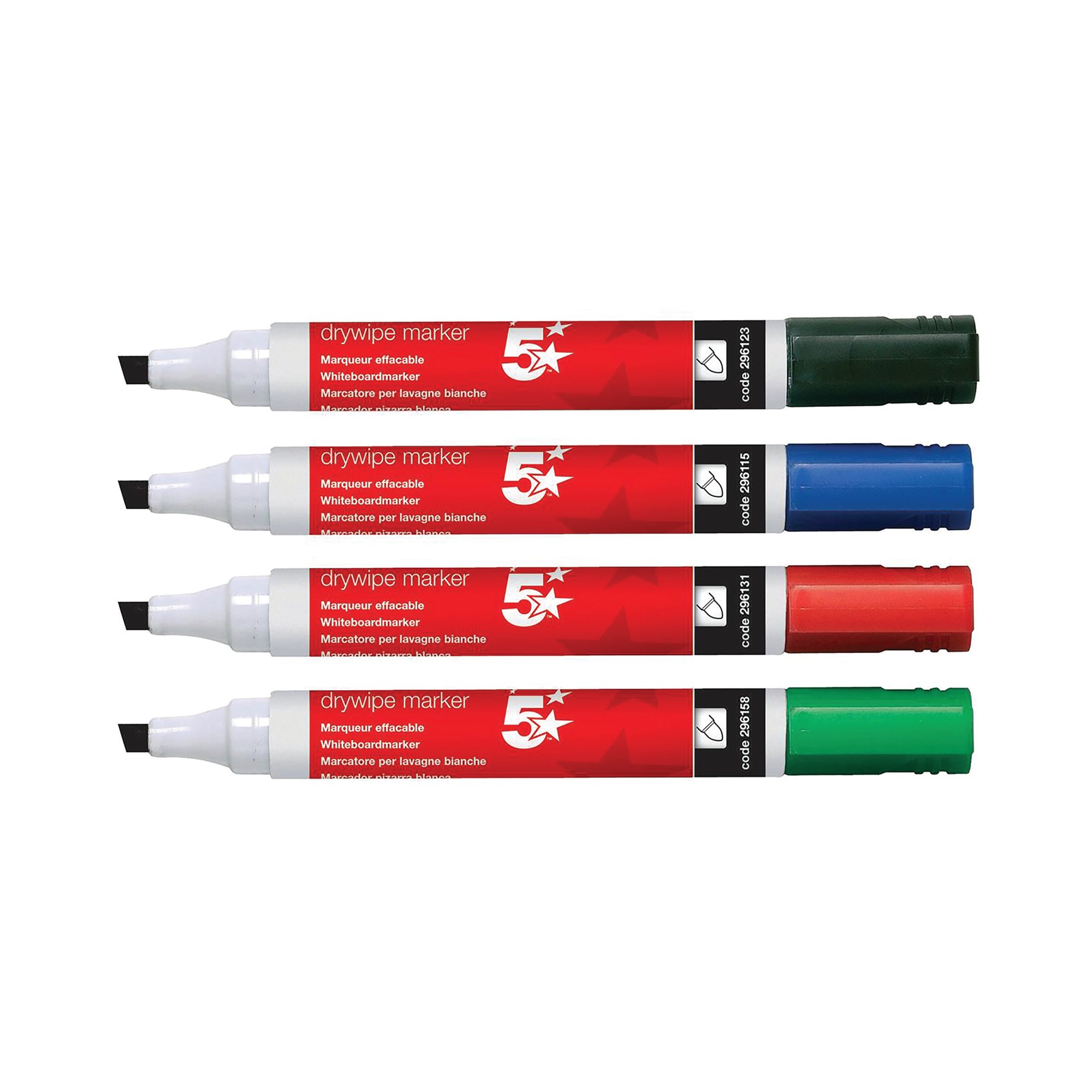 5 Star Drywipe Marker Chisel Tip Xylene/Toluene-free 2-5mm Line Wallet Assorted (Pack of 6) 938640
