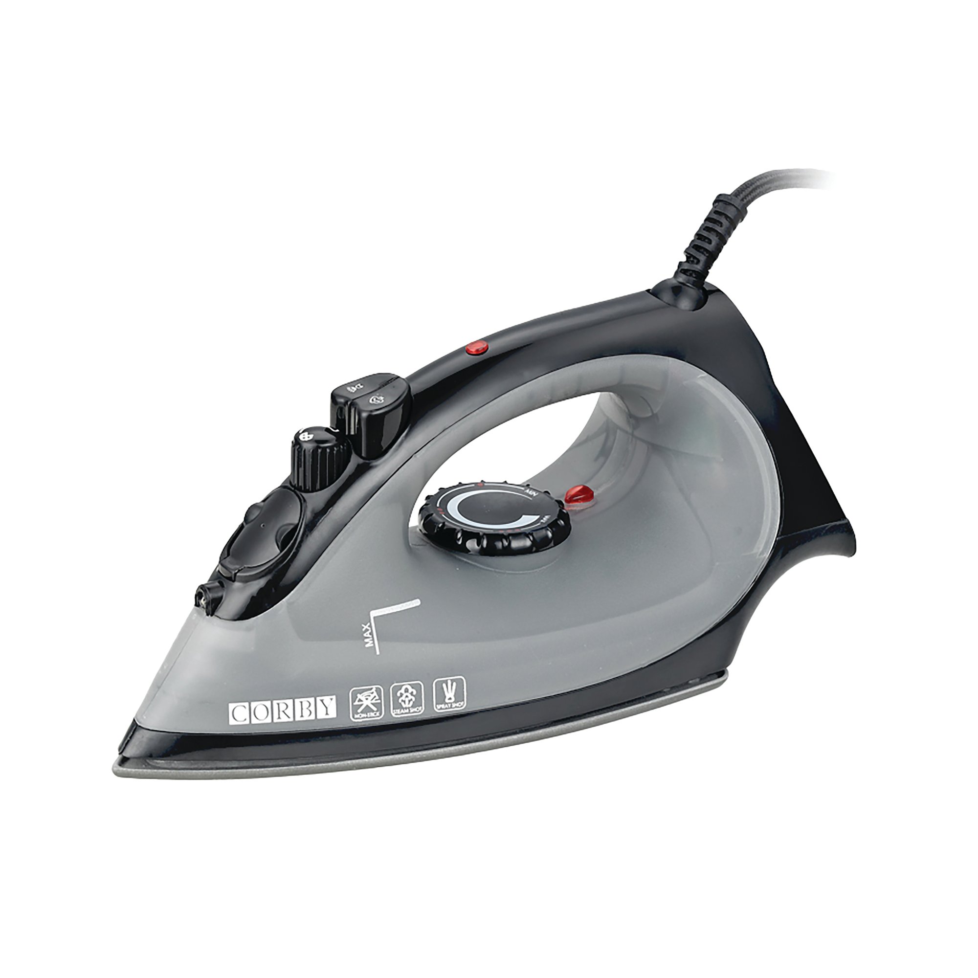 Sherwood 1200W Steam Iron with Fitted Plug Black 2556