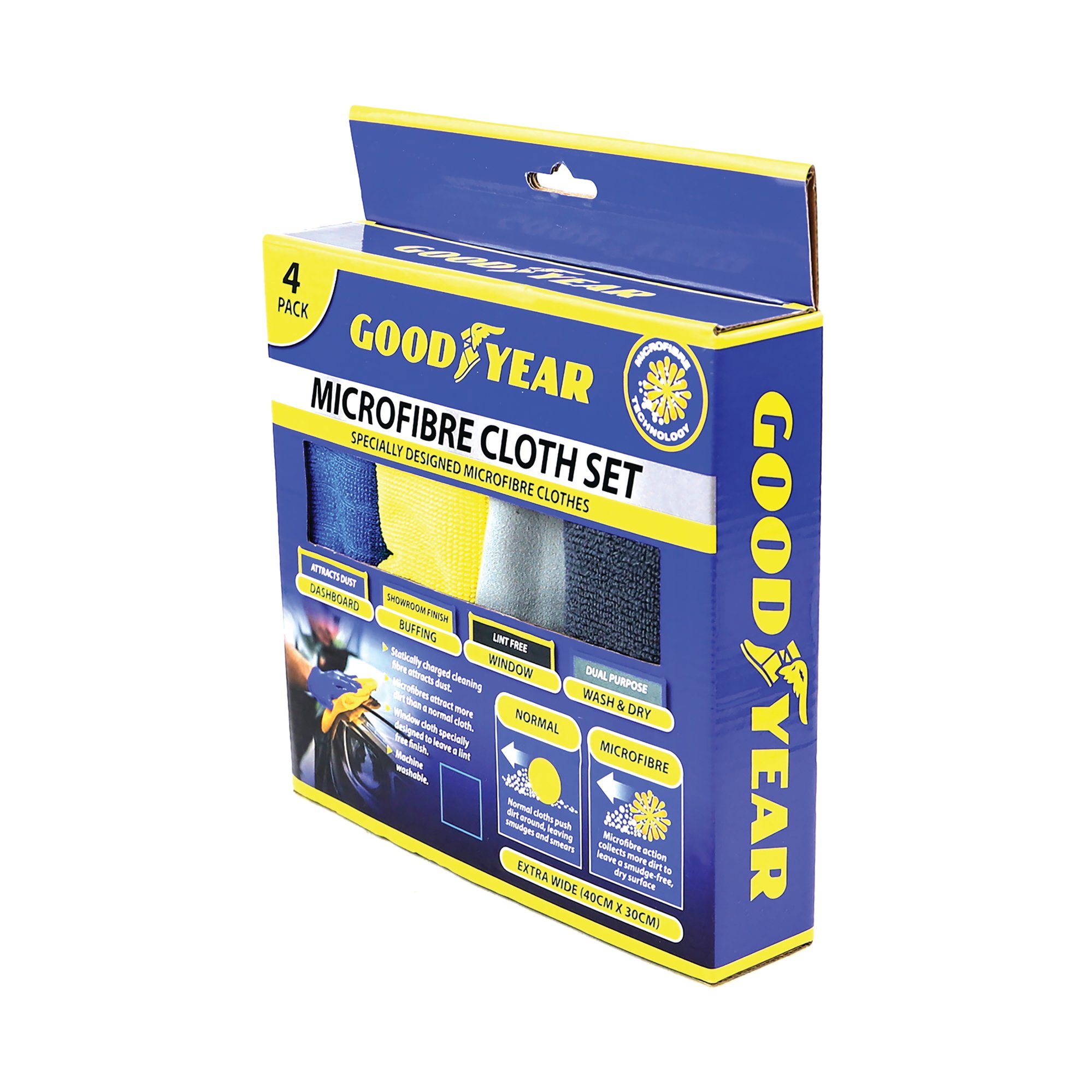 Goodyear Vehicle Clean Microfibre Cloth Set Assorted Pack of 4 904005