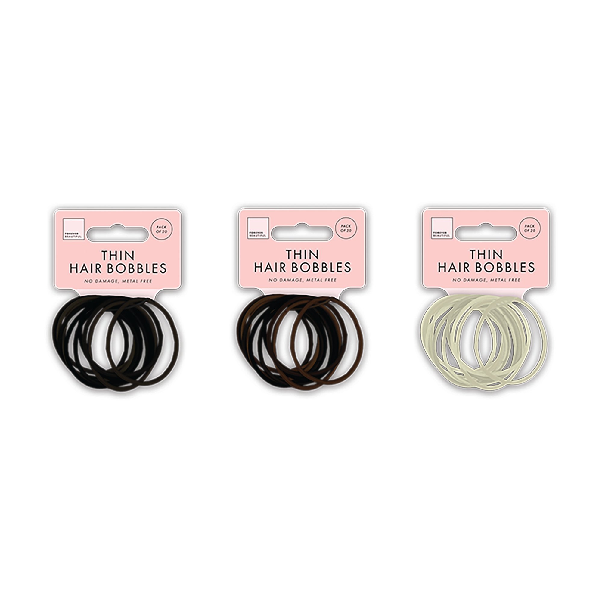 Natural Thin Hair Bobbles x20 Assorted Pack of 48 PER8033