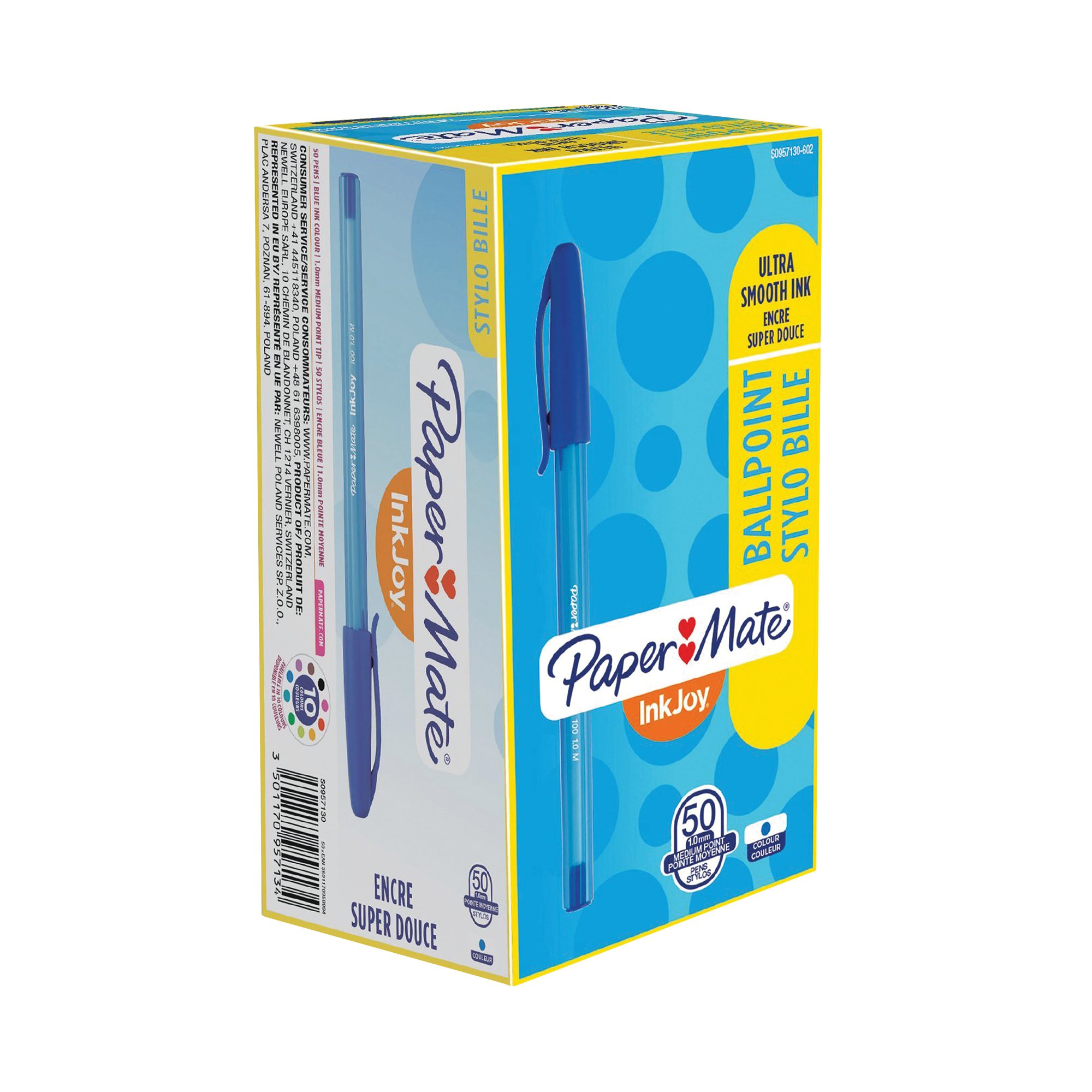PaperMate InkJoy 100 Ballpoint Pen Medium Blue (Pack of 50) S0957130