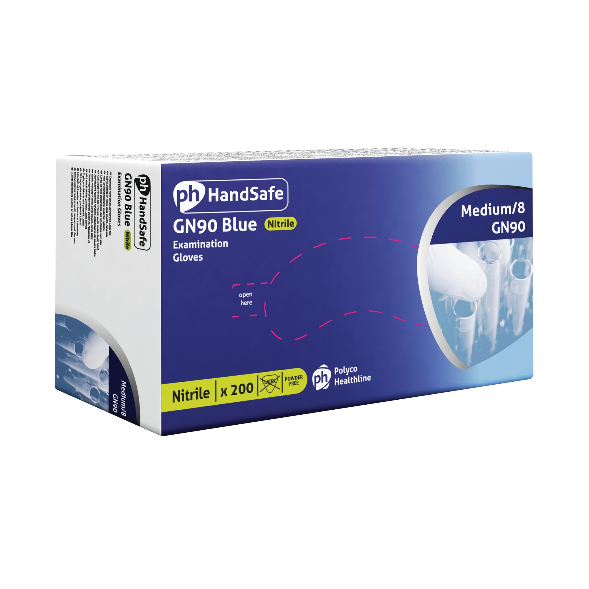 HandSafe GN90 Nitrile Powder Free Glove Blue M Pack of 200 GN90 - M