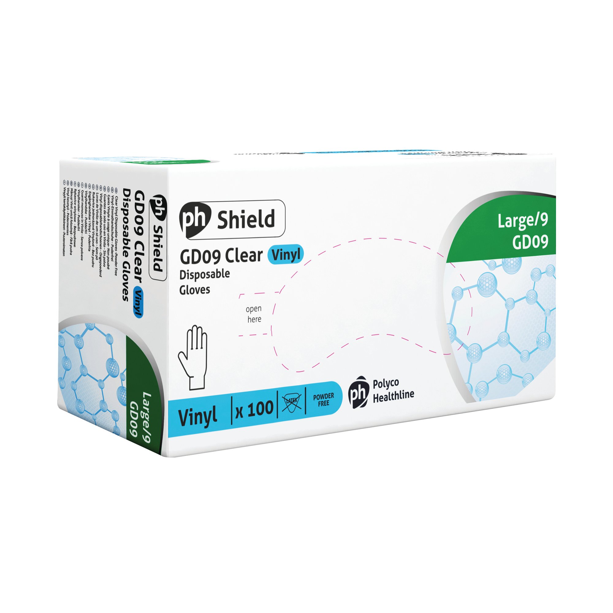 Shield Powder-Free Vinyl Gloves Large Clear (Pack of 100) GD09 - L