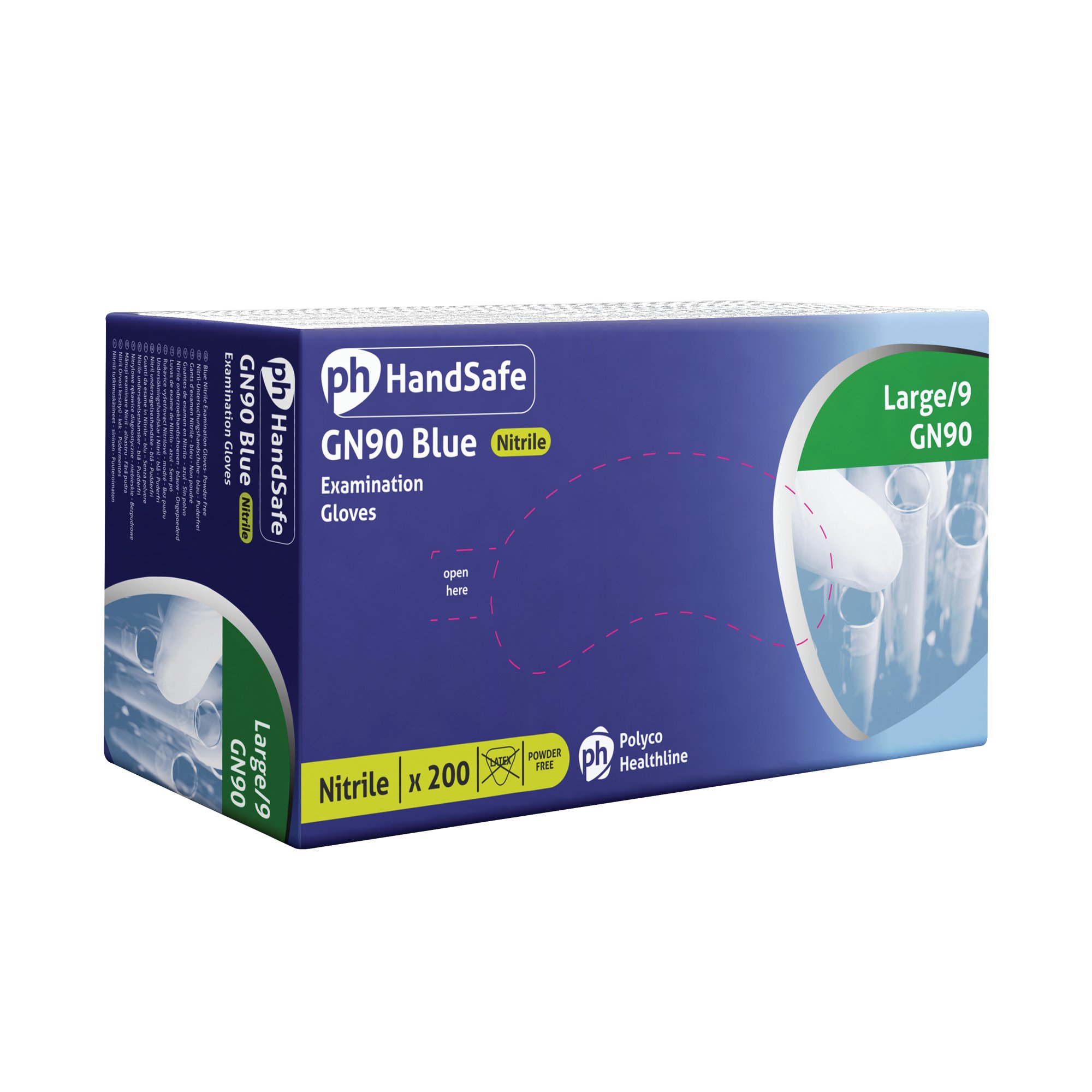 HandSafe GN90 Nitrile Powder Free Glove Blue L Pack of 200 GN90 - L